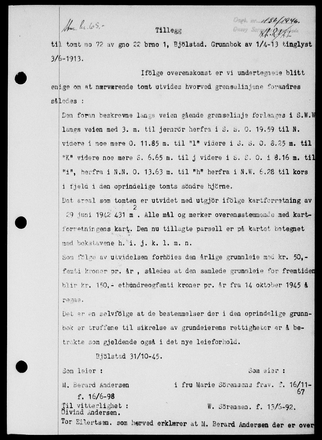 Onsøy sorenskriveri, SAO/A-10474/G/Ga/Gab/L0015: Pantebok nr. II A-15, 1945-1946, Dagboknr: 486/1946