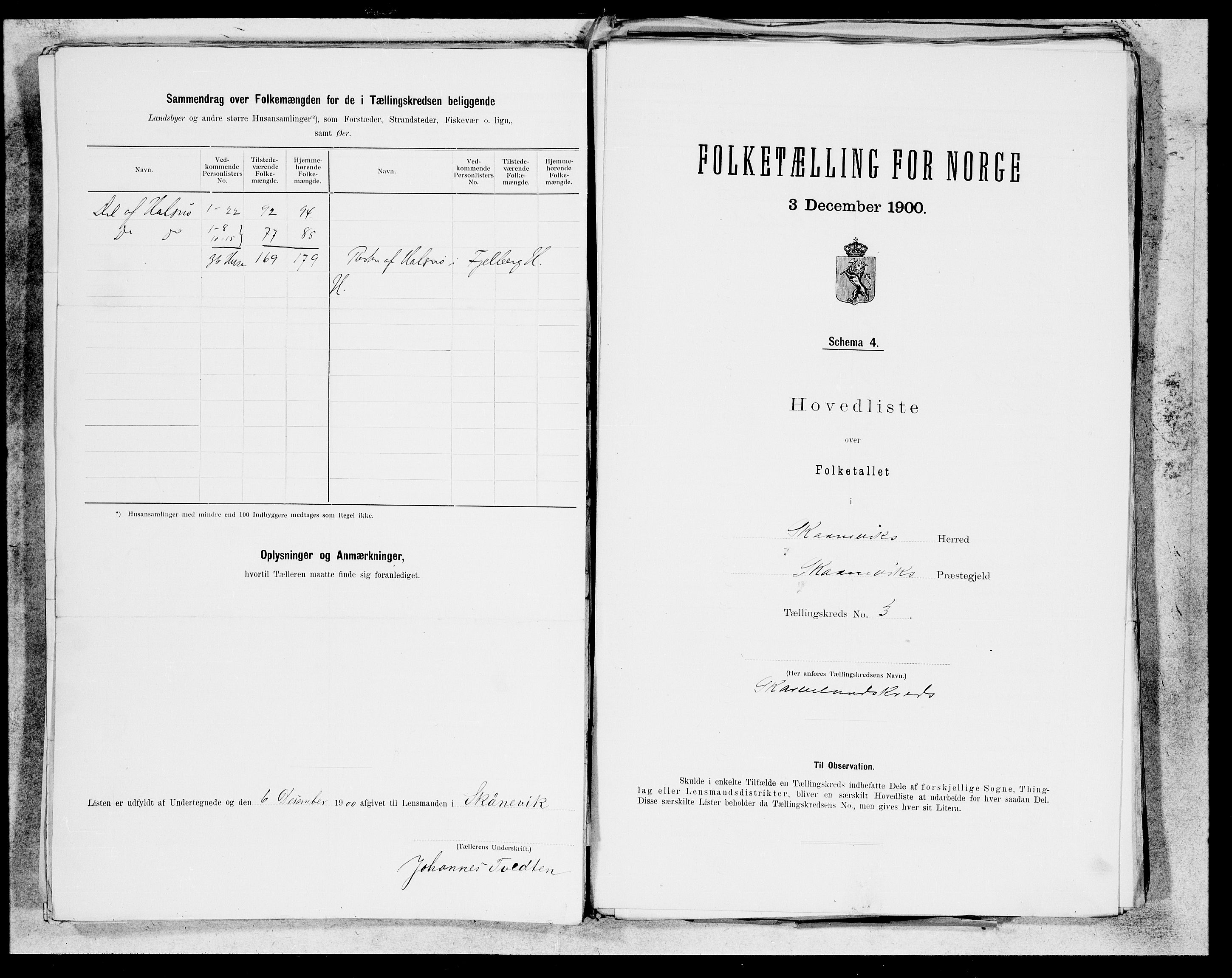 SAB, Folketelling 1900 for 1212 Skånevik herred, 1900, s. 5