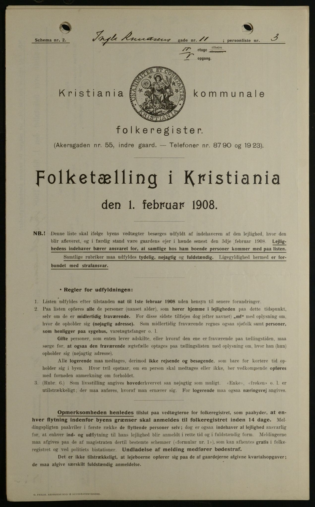 OBA, Kommunal folketelling 1.2.1908 for Kristiania kjøpstad, 1908, s. 39415