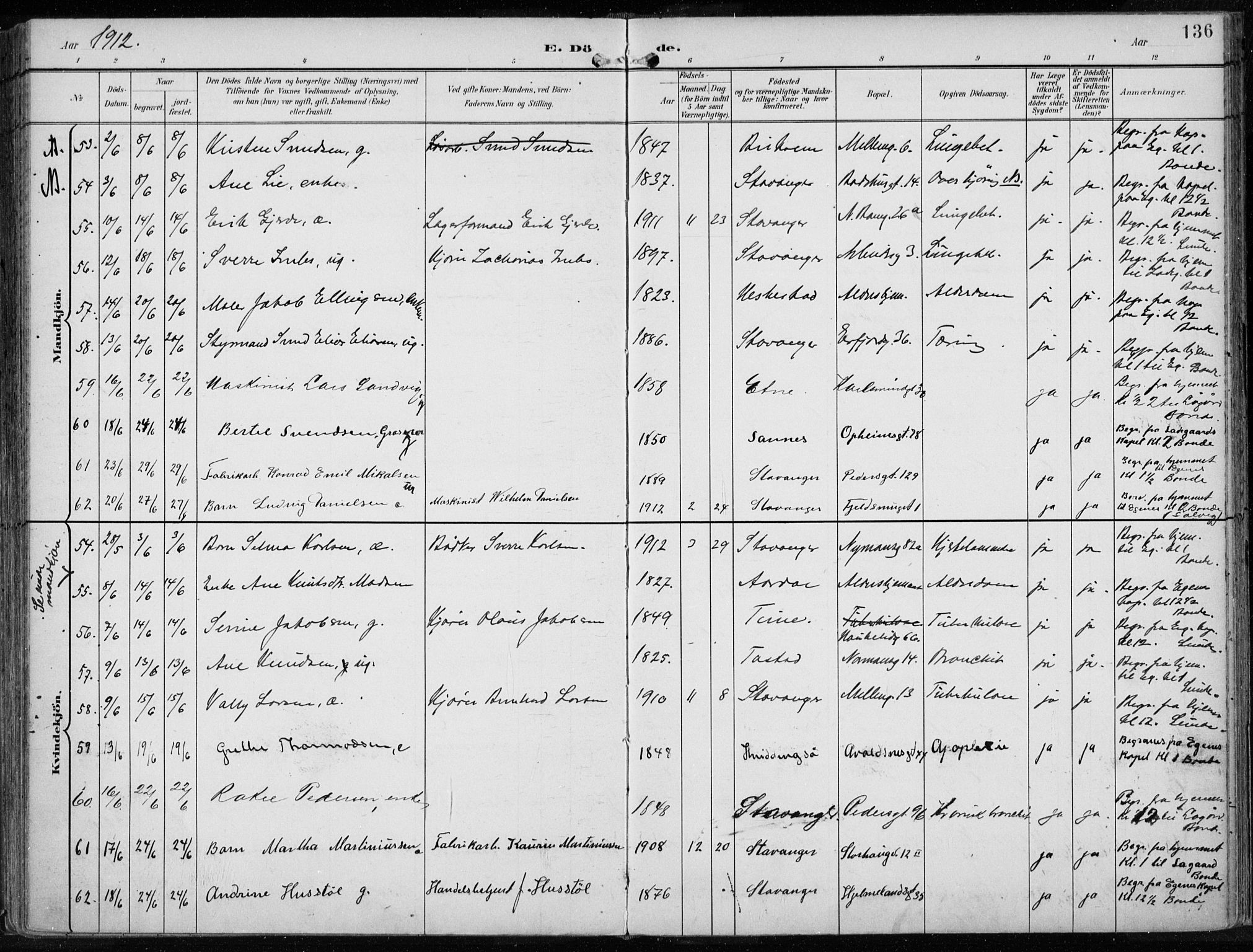 St. Johannes sokneprestkontor, SAST/A-101814/001/30/30BA/L0005: Ministerialbok nr. A 5, 1898-1919, s. 136