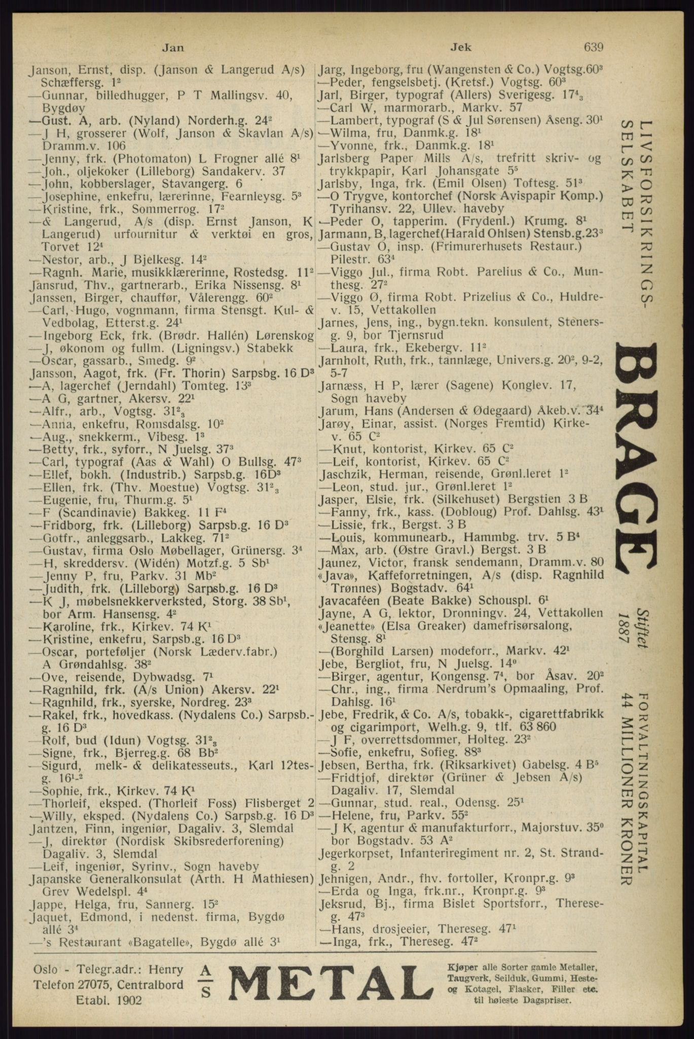 Kristiania/Oslo adressebok, PUBL/-, 1933, s. 639