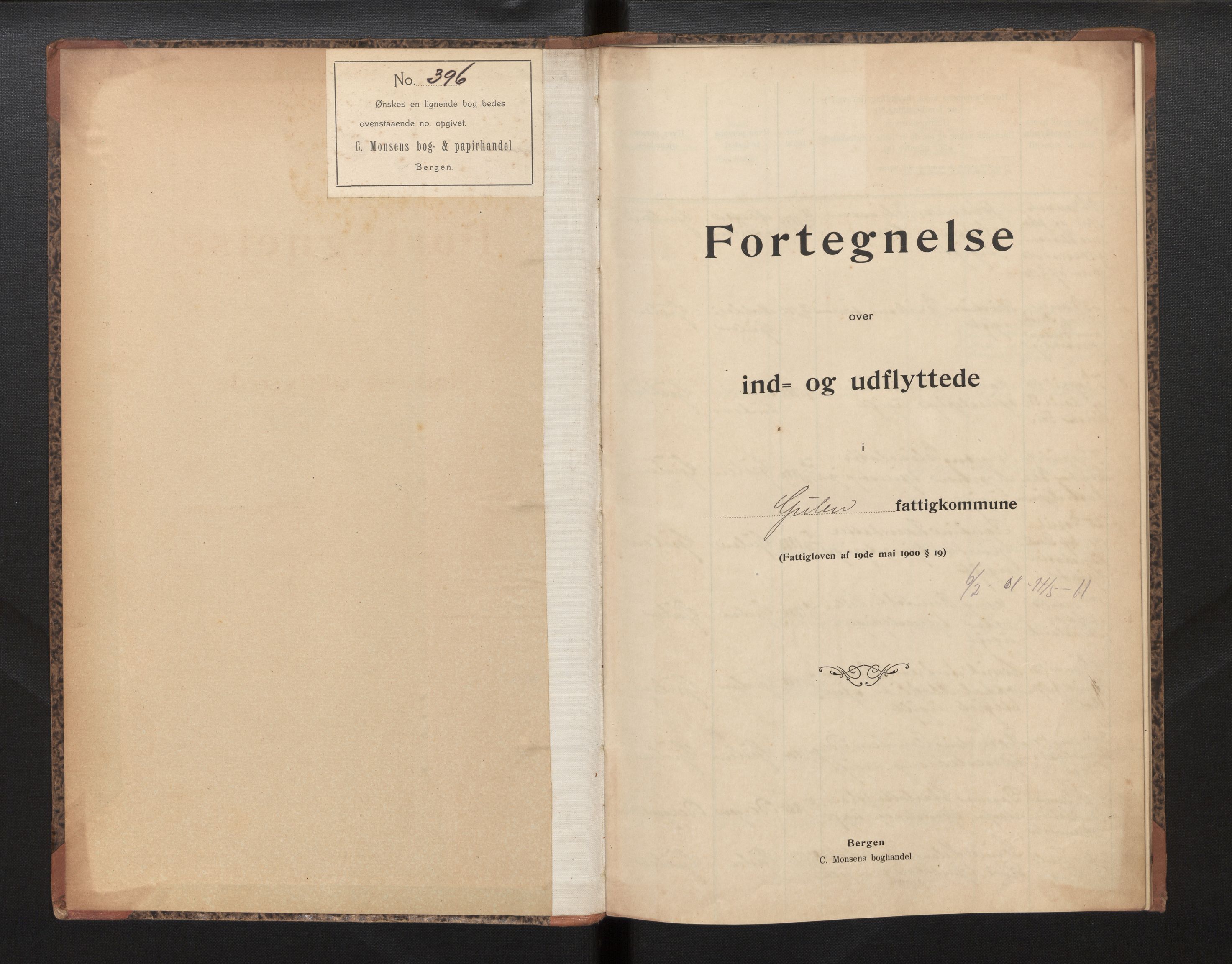 Lensmannen i Gulen, SAB/A-27901/0020/L0001: Protokoll for inn- og utflytte, 1901-1911
