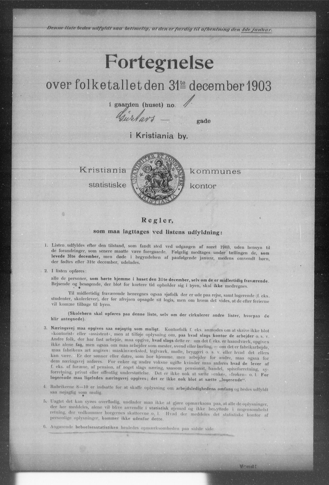 OBA, Kommunal folketelling 31.12.1903 for Kristiania kjøpstad, 1903, s. 6643