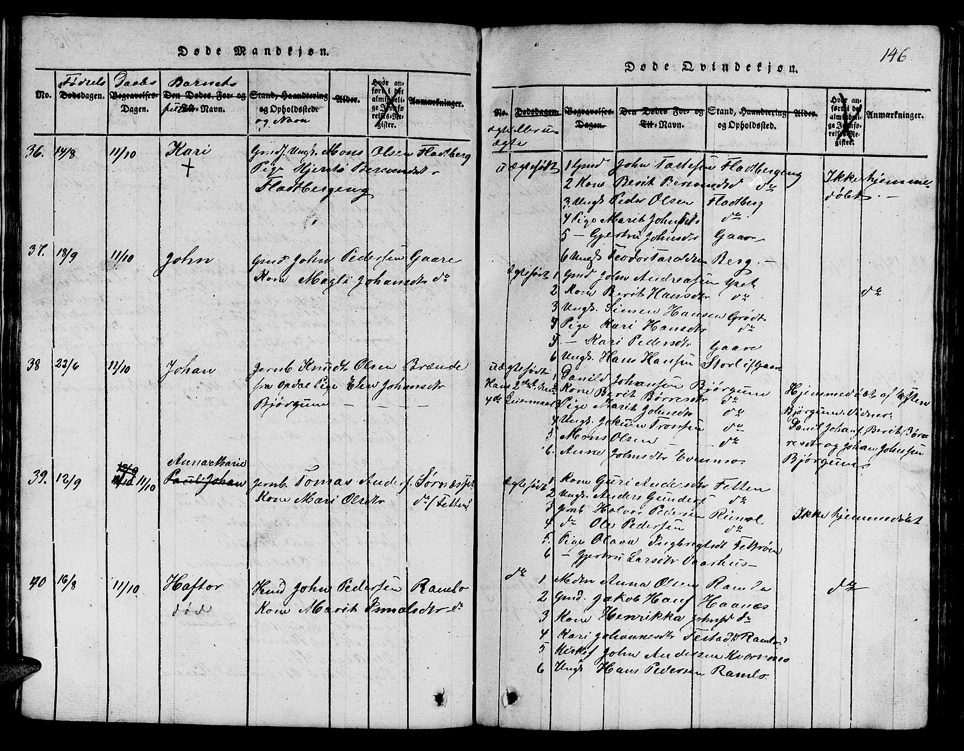 Ministerialprotokoller, klokkerbøker og fødselsregistre - Sør-Trøndelag, SAT/A-1456/685/L0976: Klokkerbok nr. 685C01, 1817-1878, s. 146