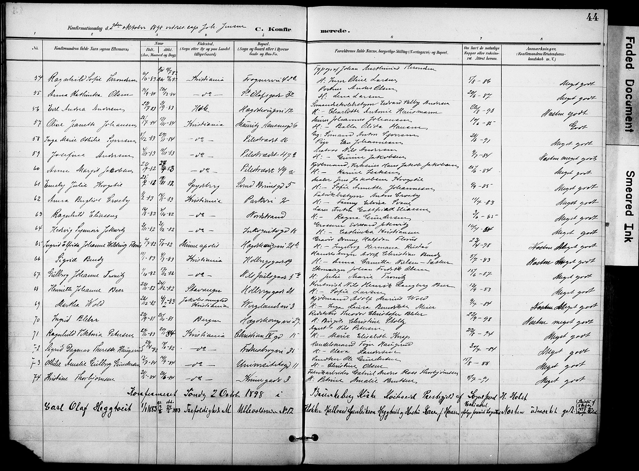 Trefoldighet prestekontor Kirkebøker, AV/SAO-A-10882/F/Fb/L0004: Ministerialbok nr. II 4, 1896-1915, s. 44