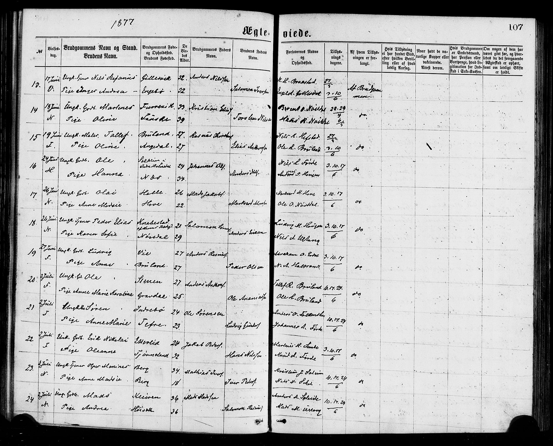 Førde sokneprestembete, AV/SAB-A-79901/H/Haa/Haaa/L0011: Ministerialbok nr. A 11, 1877-1880, s. 107