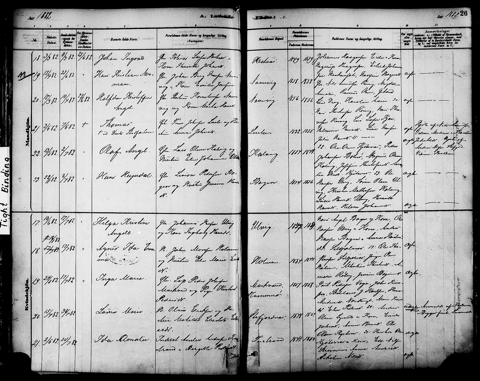 Ministerialprotokoller, klokkerbøker og fødselsregistre - Nordland, AV/SAT-A-1459/861/L0868: Ministerialbok nr. 861A03, 1879-1889, s. 26