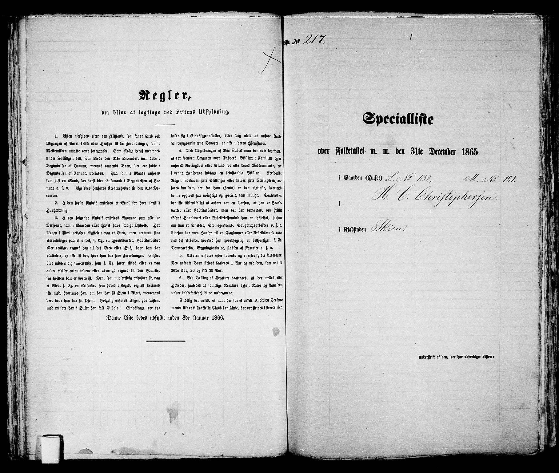 RA, Folketelling 1865 for 0806P Skien prestegjeld, 1865, s. 448