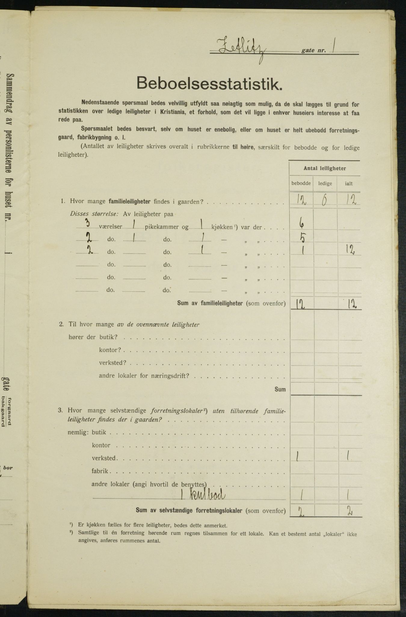 OBA, Kommunal folketelling 1.2.1913 for Kristiania, 1913, s. 128507