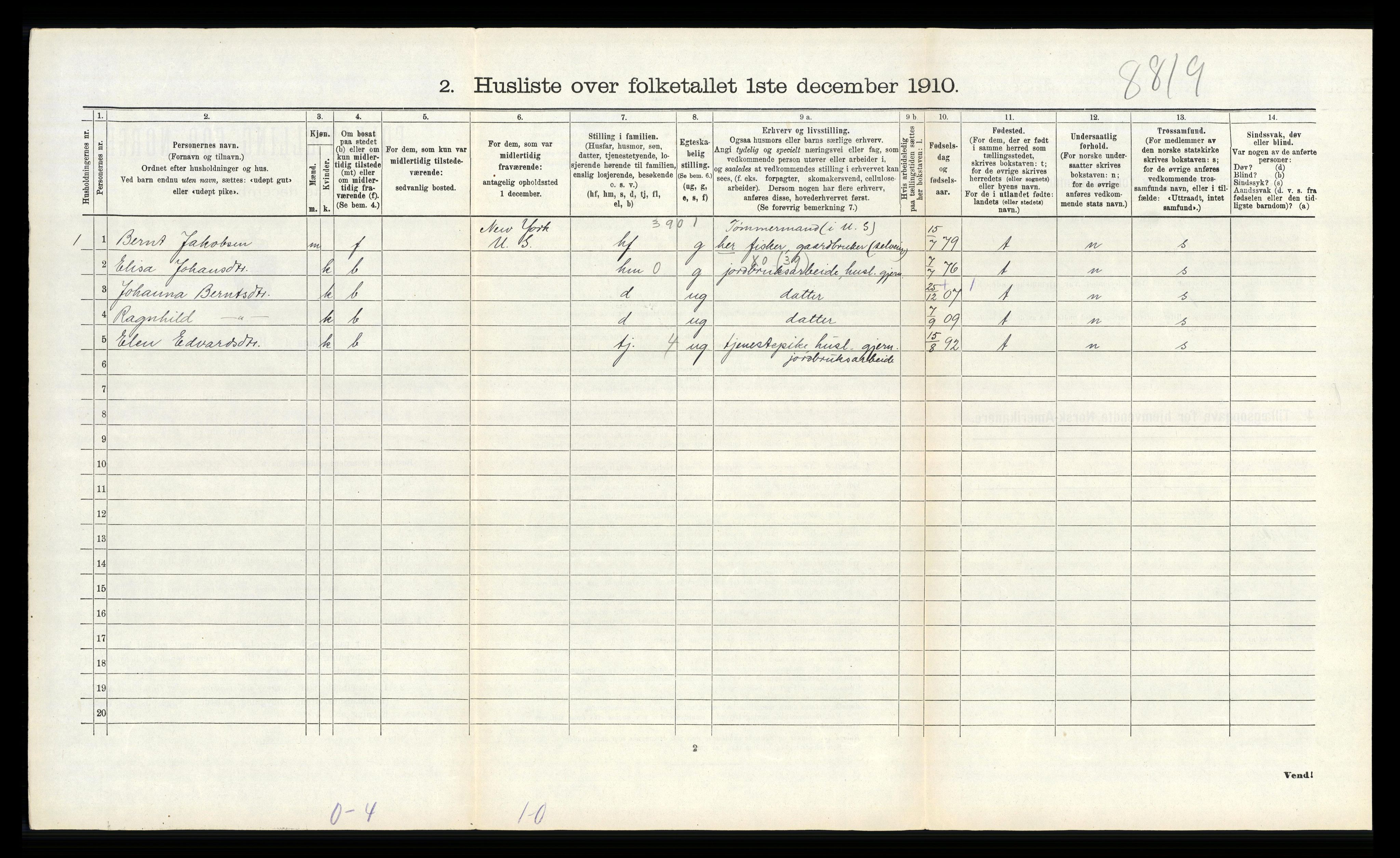 RA, Folketelling 1910 for 1218 Finnås herred, 1910, s. 981