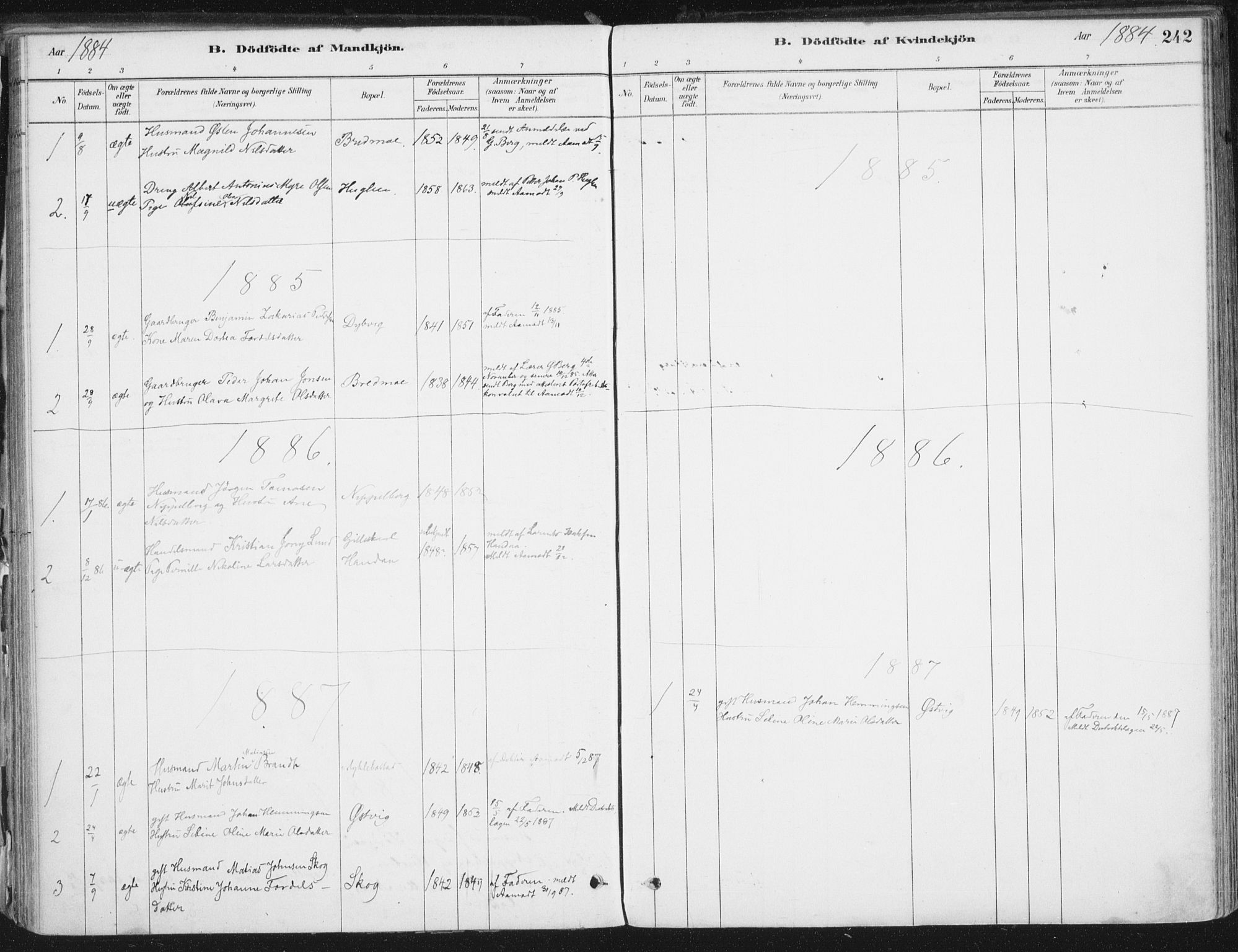 Ministerialprotokoller, klokkerbøker og fødselsregistre - Nordland, SAT/A-1459/838/L0552: Ministerialbok nr. 838A10, 1880-1910, s. 242