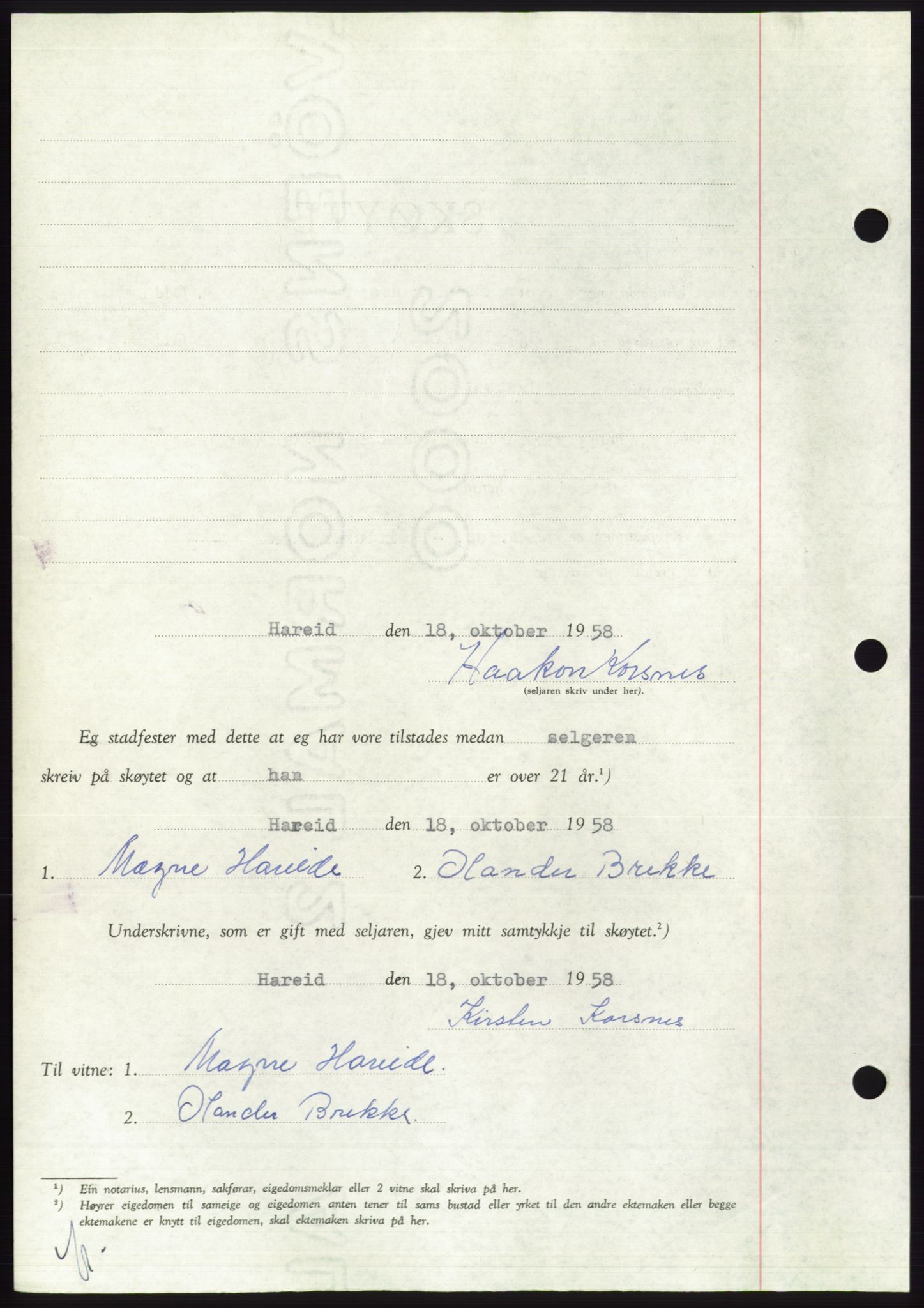 Søre Sunnmøre sorenskriveri, AV/SAT-A-4122/1/2/2C/L0110: Pantebok nr. 36A, 1958-1958, Dagboknr: 2253/1958