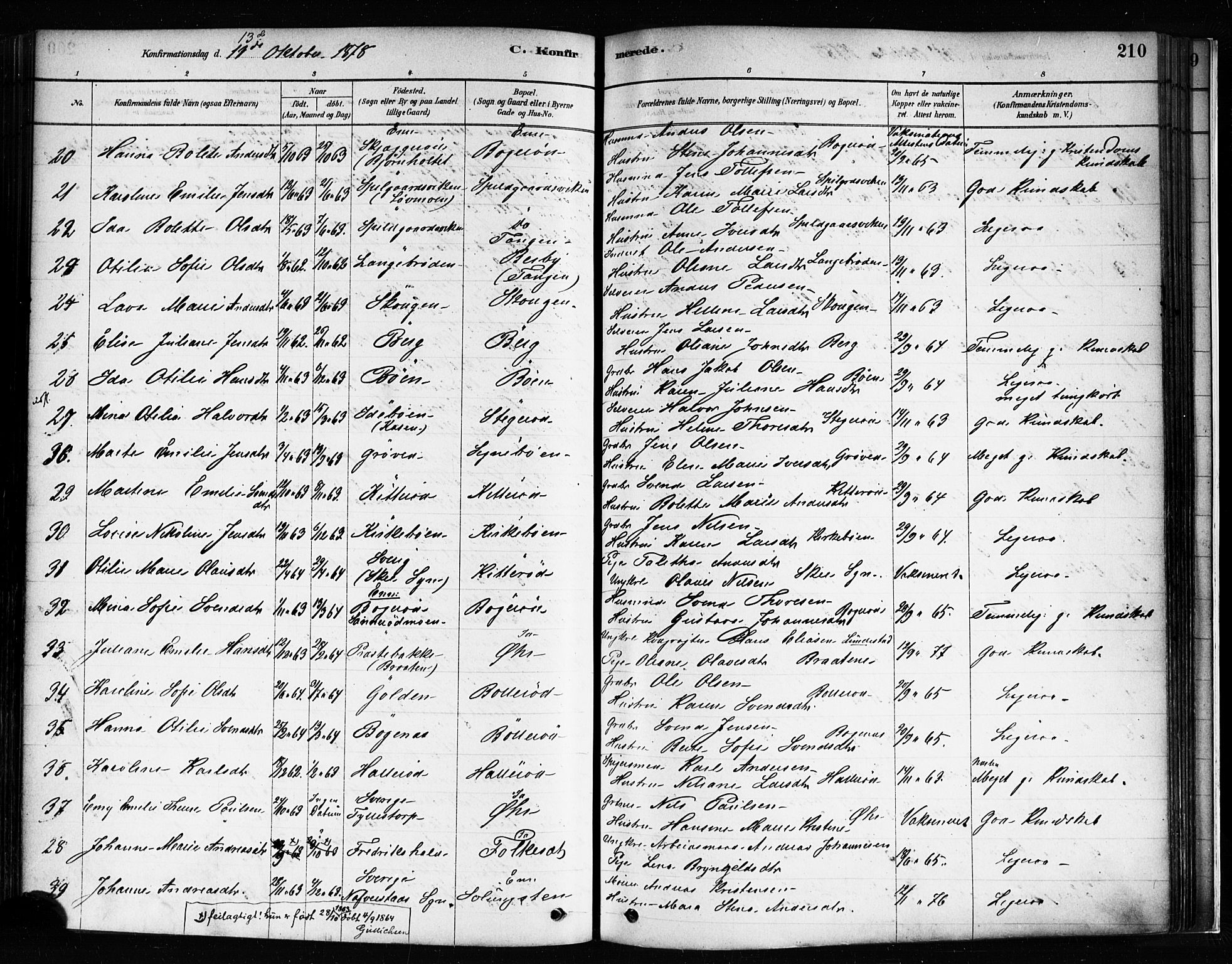 Idd prestekontor Kirkebøker, AV/SAO-A-10911/F/Fc/L0006a: Ministerialbok nr. III 6A, 1878-1903, s. 210