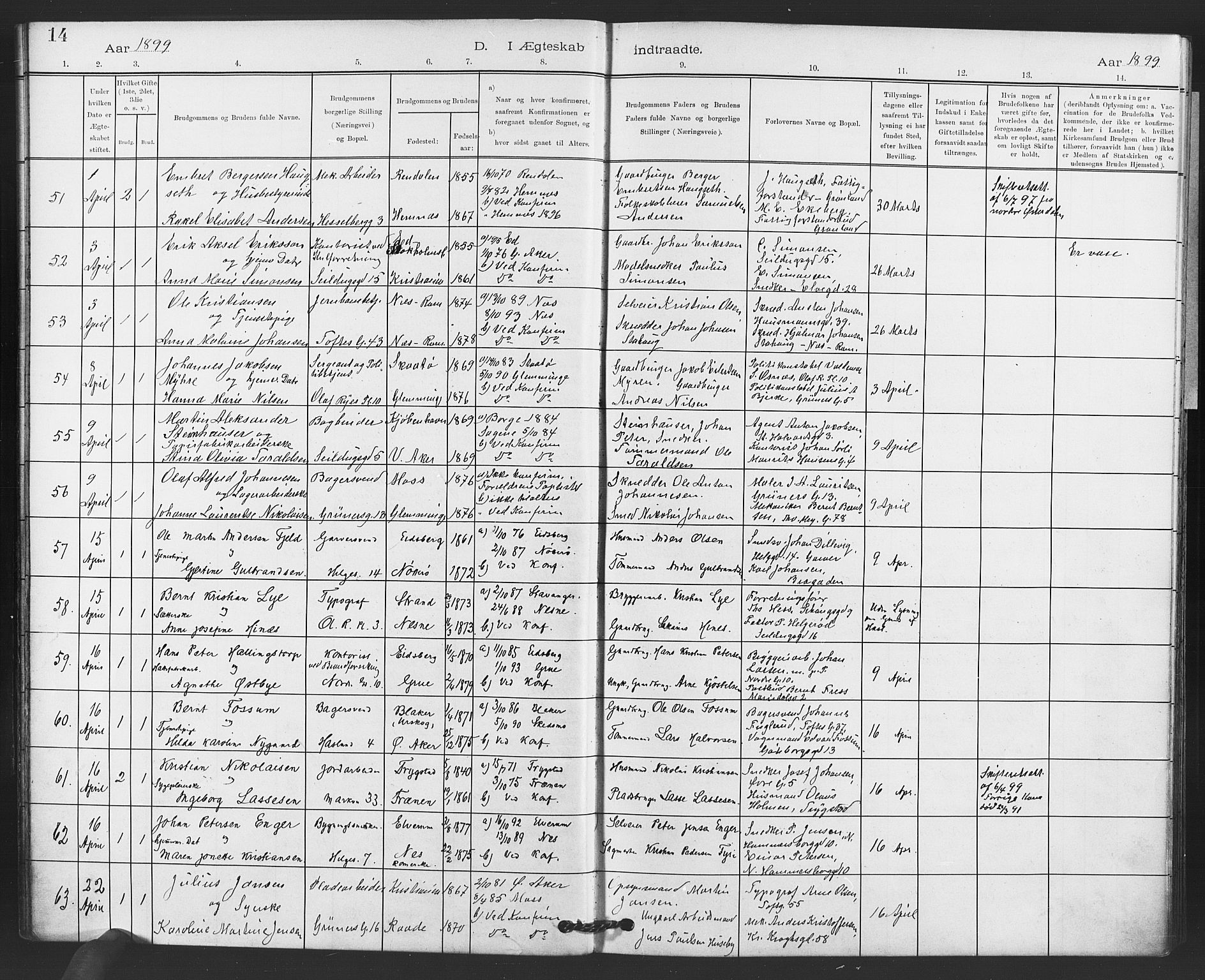 Paulus prestekontor Kirkebøker, AV/SAO-A-10871/F/Fa/L0010: Ministerialbok nr. 10, 1898-1906, s. 14