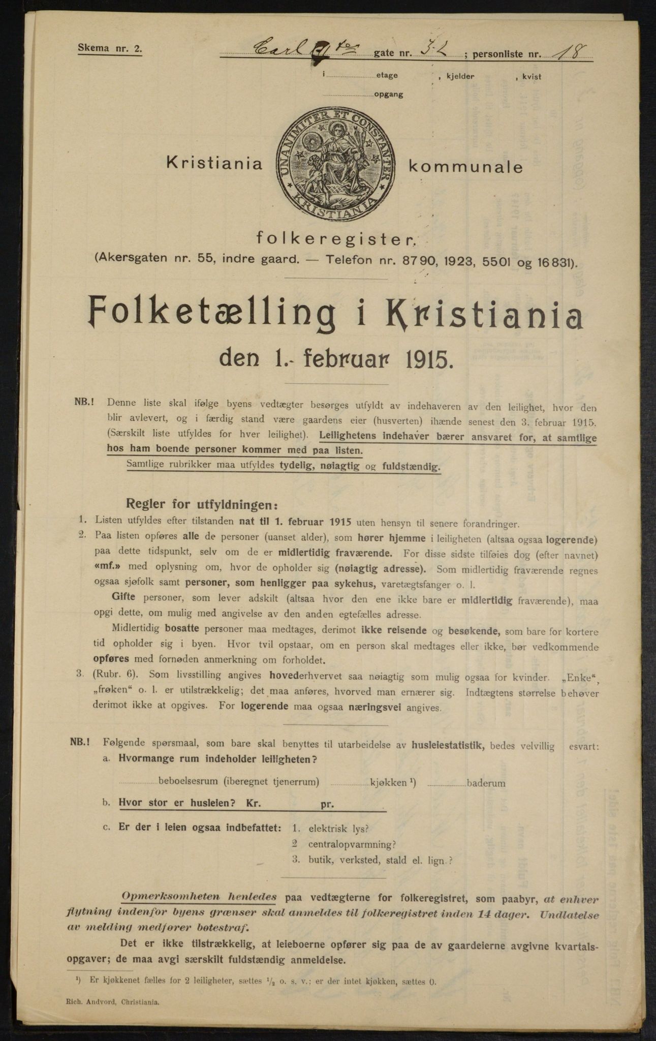 OBA, Kommunal folketelling 1.2.1915 for Kristiania, 1915, s. 48174