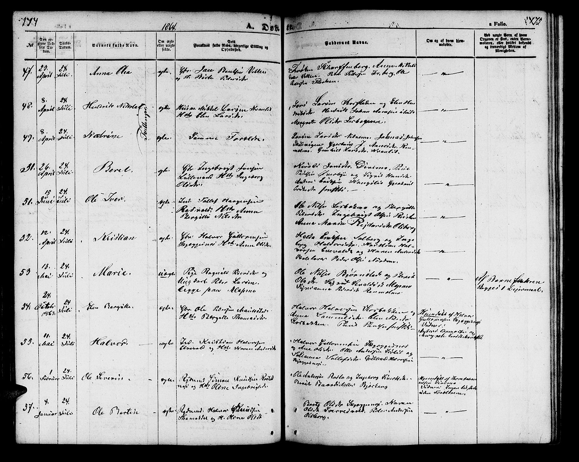 Målselv sokneprestembete, AV/SATØ-S-1311/G/Ga/Gab/L0001klokker: Klokkerbok nr. 1, 1856-1866, s. 174-175