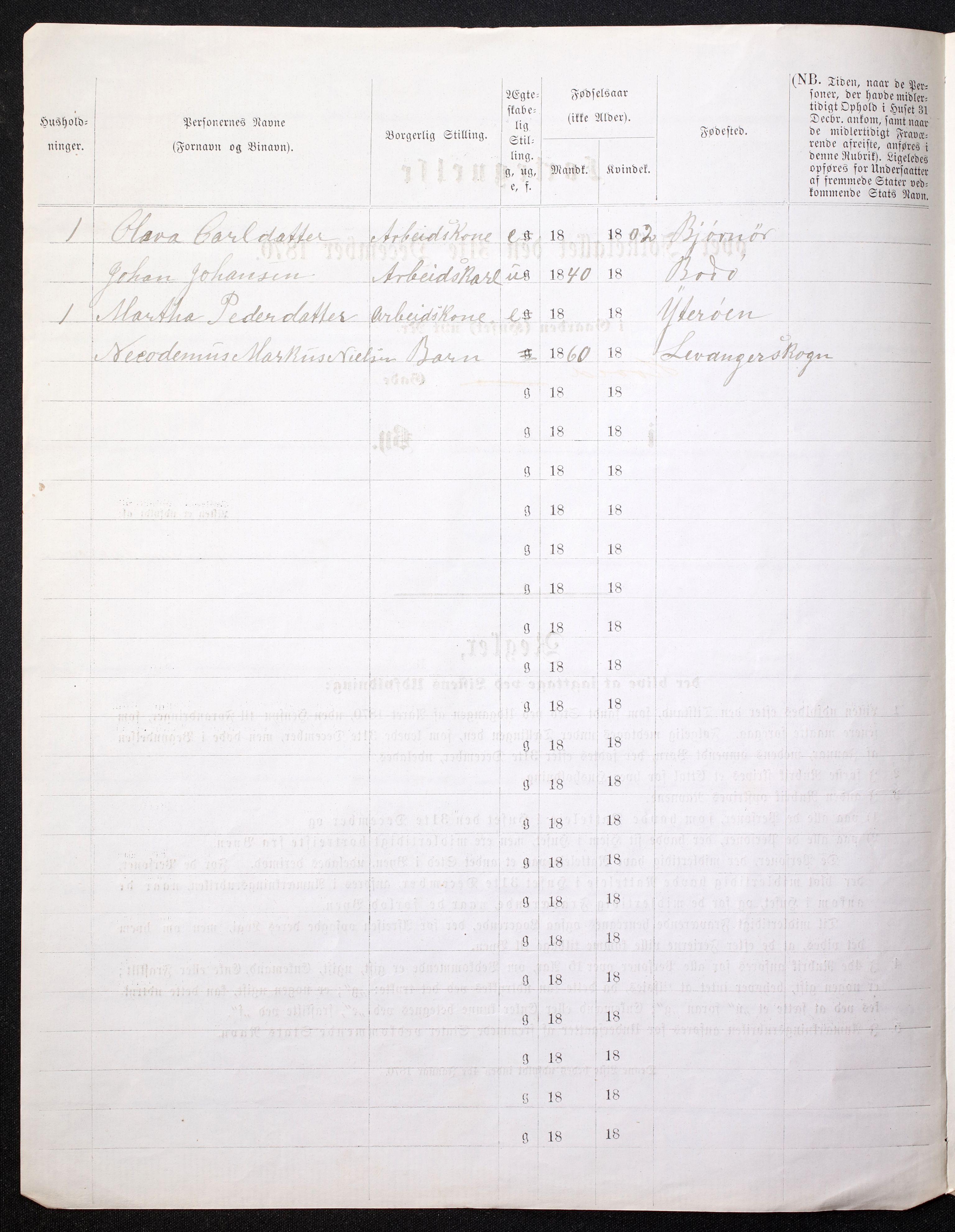 RA, Folketelling 1870 for 1804 Bodø kjøpstad, 1870, s. 20