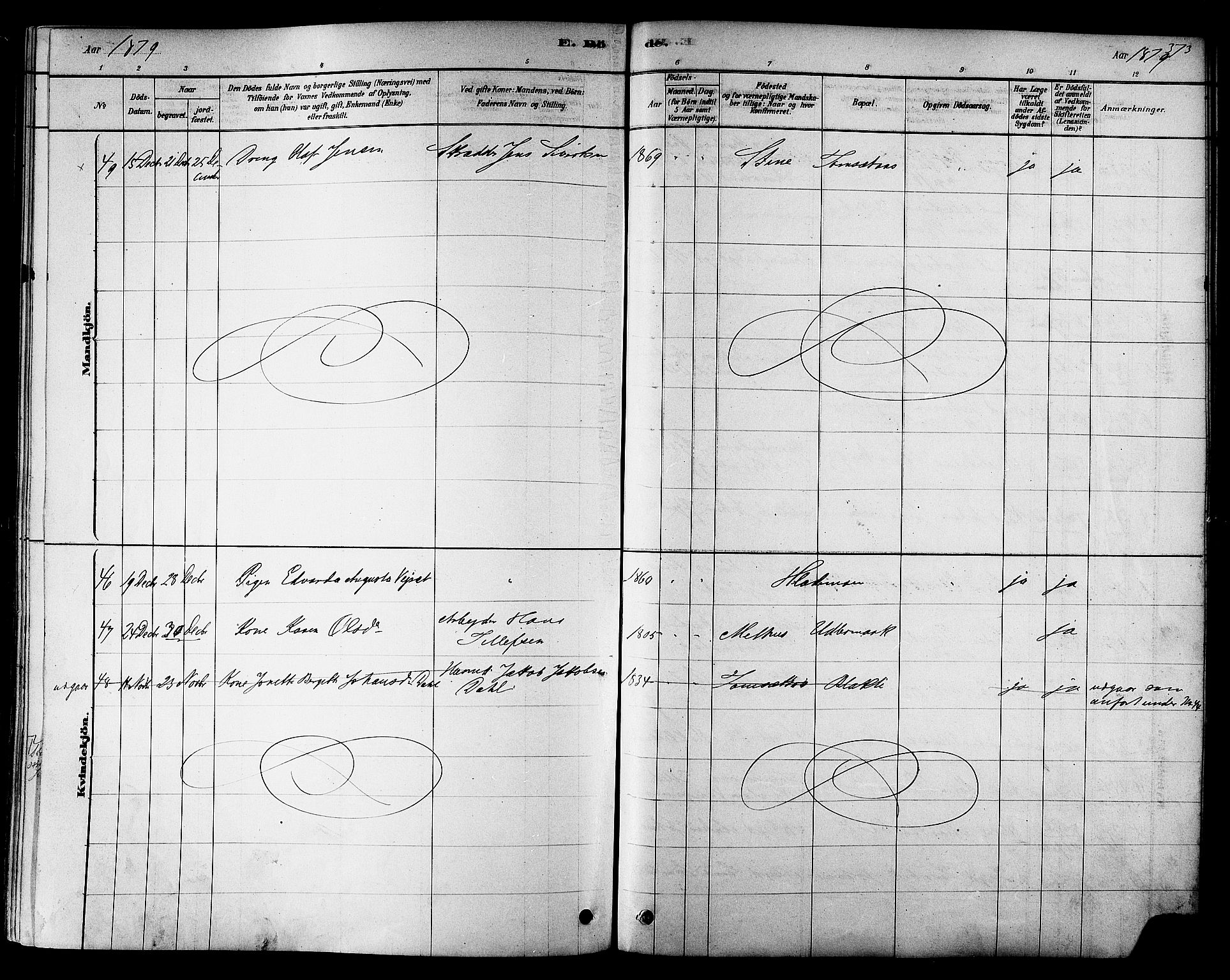 Ministerialprotokoller, klokkerbøker og fødselsregistre - Sør-Trøndelag, SAT/A-1456/606/L0294: Ministerialbok nr. 606A09, 1878-1886, s. 373