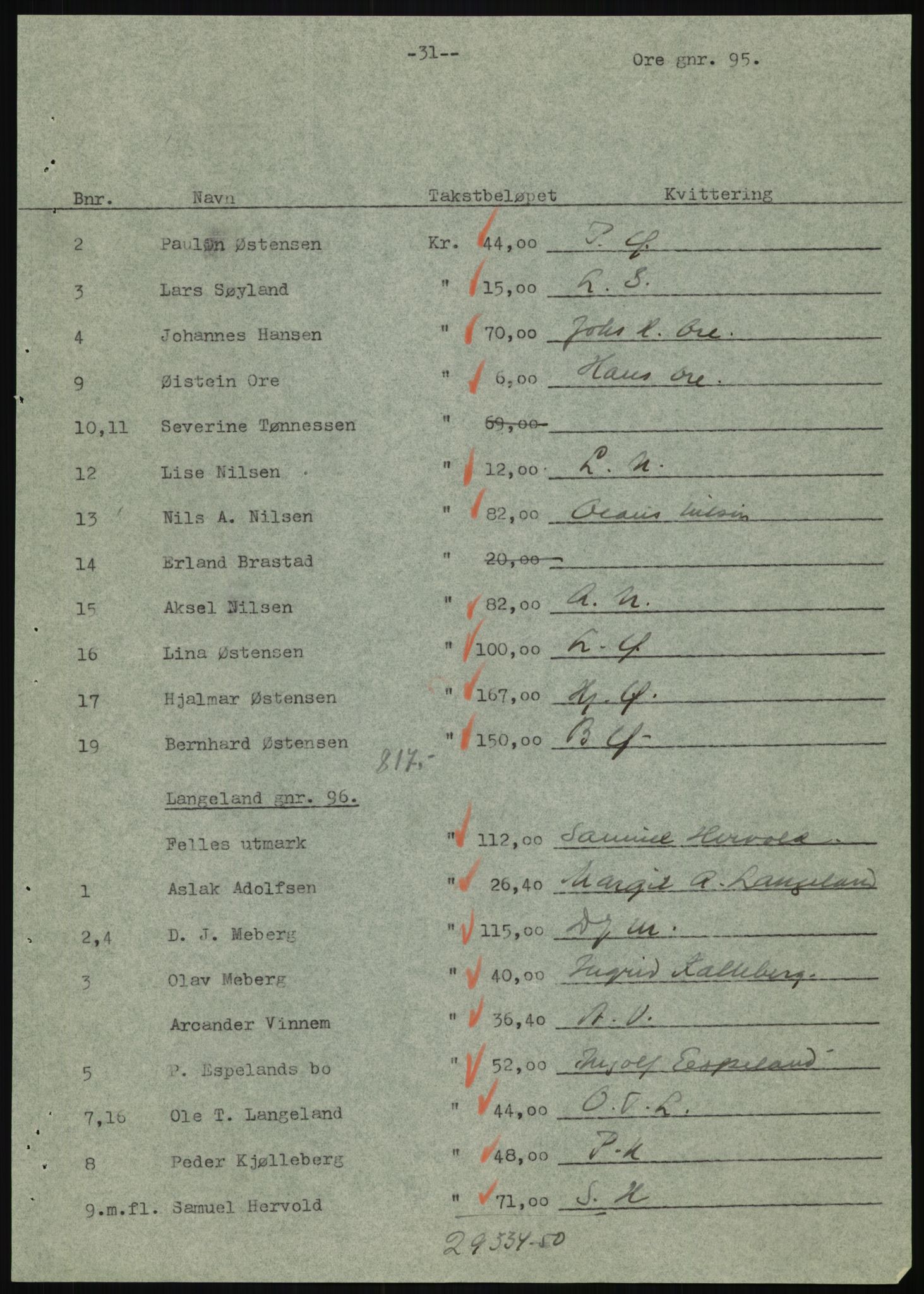 Forsvarsdepartementet, 10. kontor / Oppgjørskontoret, AV/RA-RAFA-1225/D/Db/L0180: Lista oppgjørskontor, 1942-1952, s. 1009