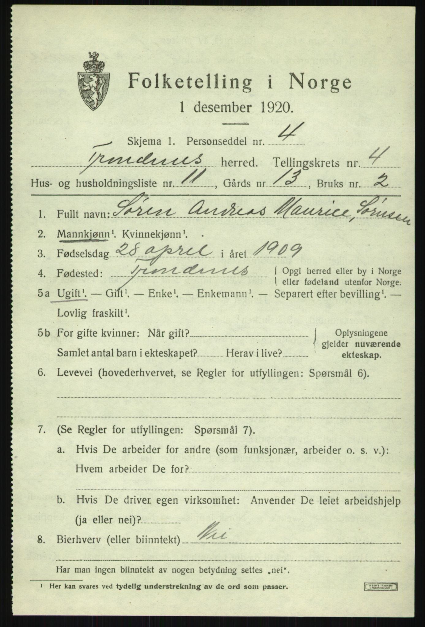SATØ, Folketelling 1920 for 1914 Trondenes herred, 1920, s. 4997