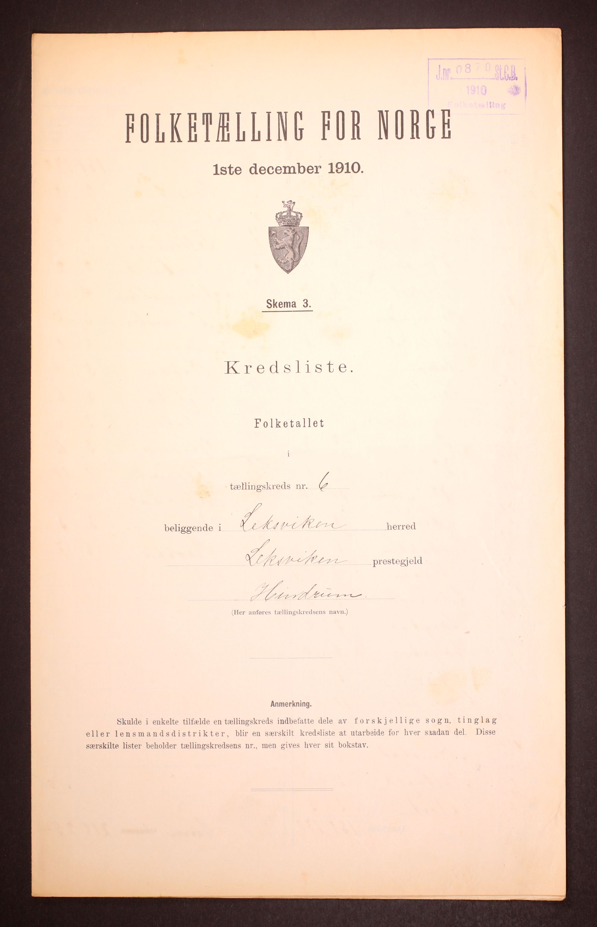 RA, Folketelling 1910 for 1718 Leksvik herred, 1910, s. 21