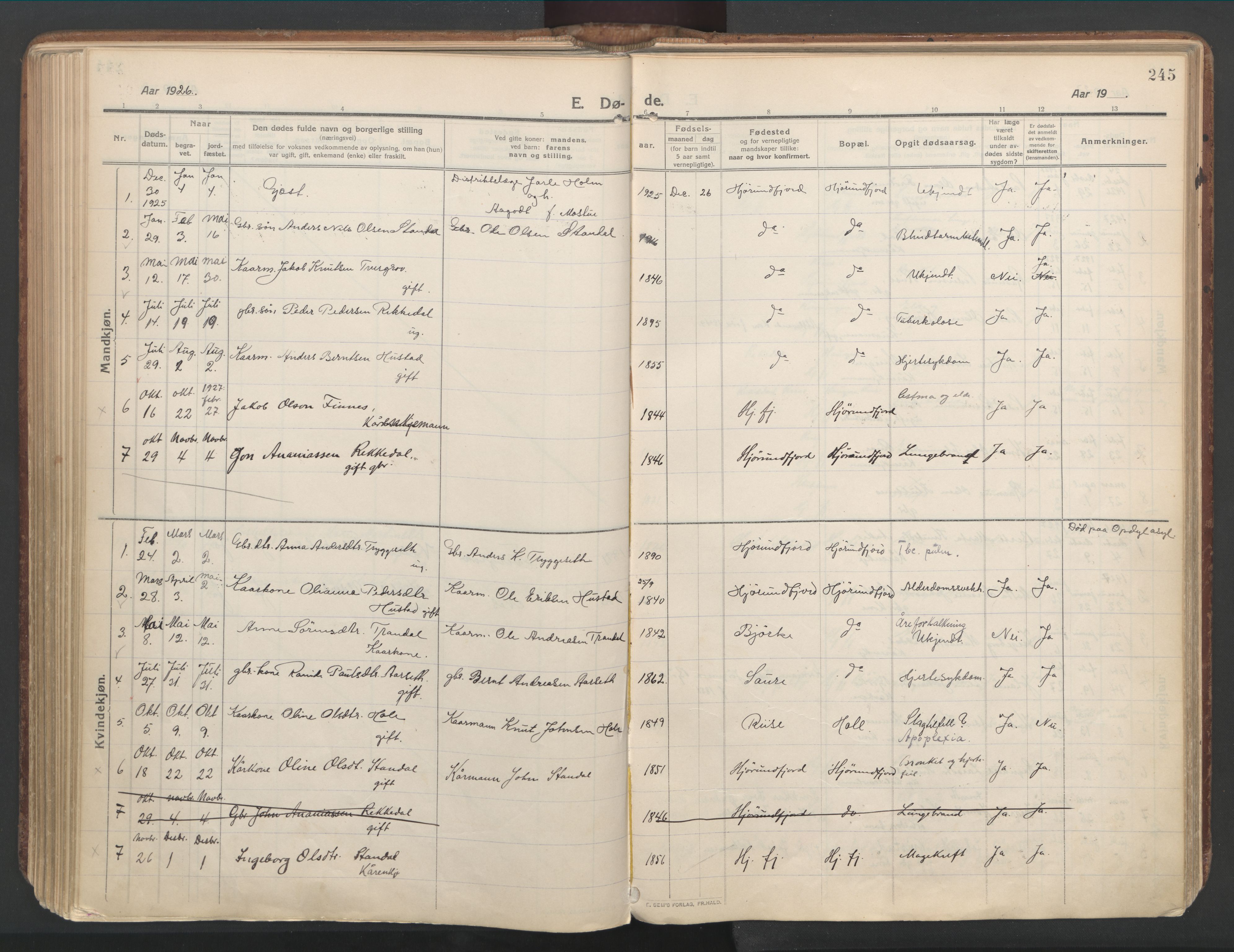 Ministerialprotokoller, klokkerbøker og fødselsregistre - Møre og Romsdal, AV/SAT-A-1454/515/L0212: Ministerialbok nr. 515A08, 1911-1935, s. 245