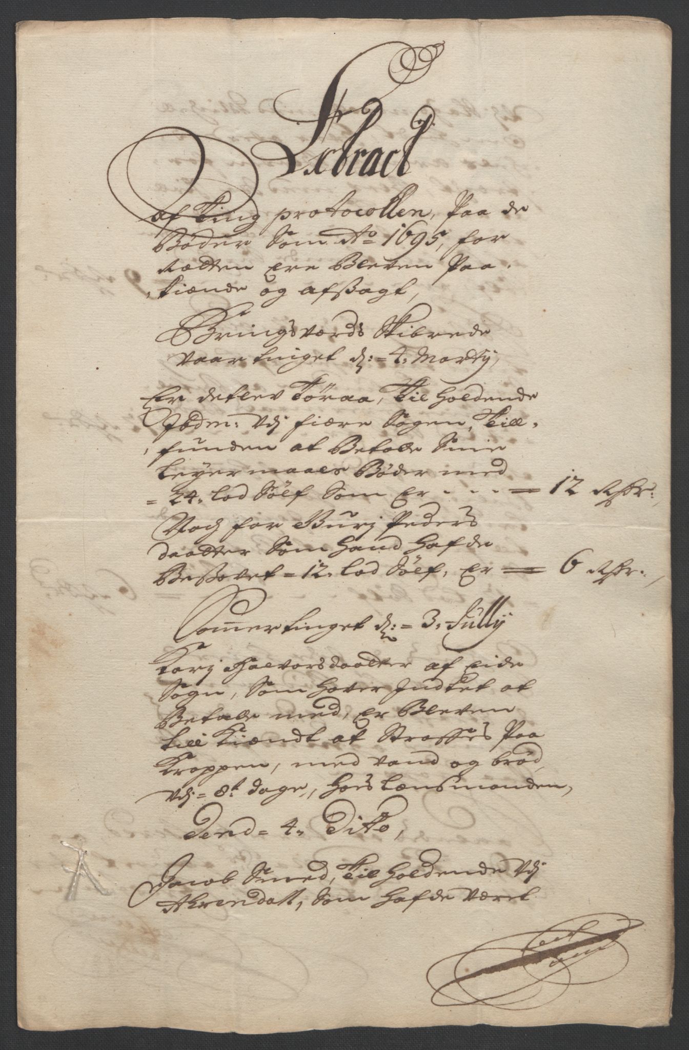 Rentekammeret inntil 1814, Reviderte regnskaper, Fogderegnskap, AV/RA-EA-4092/R39/L2312: Fogderegnskap Nedenes, 1693-1695, s. 252