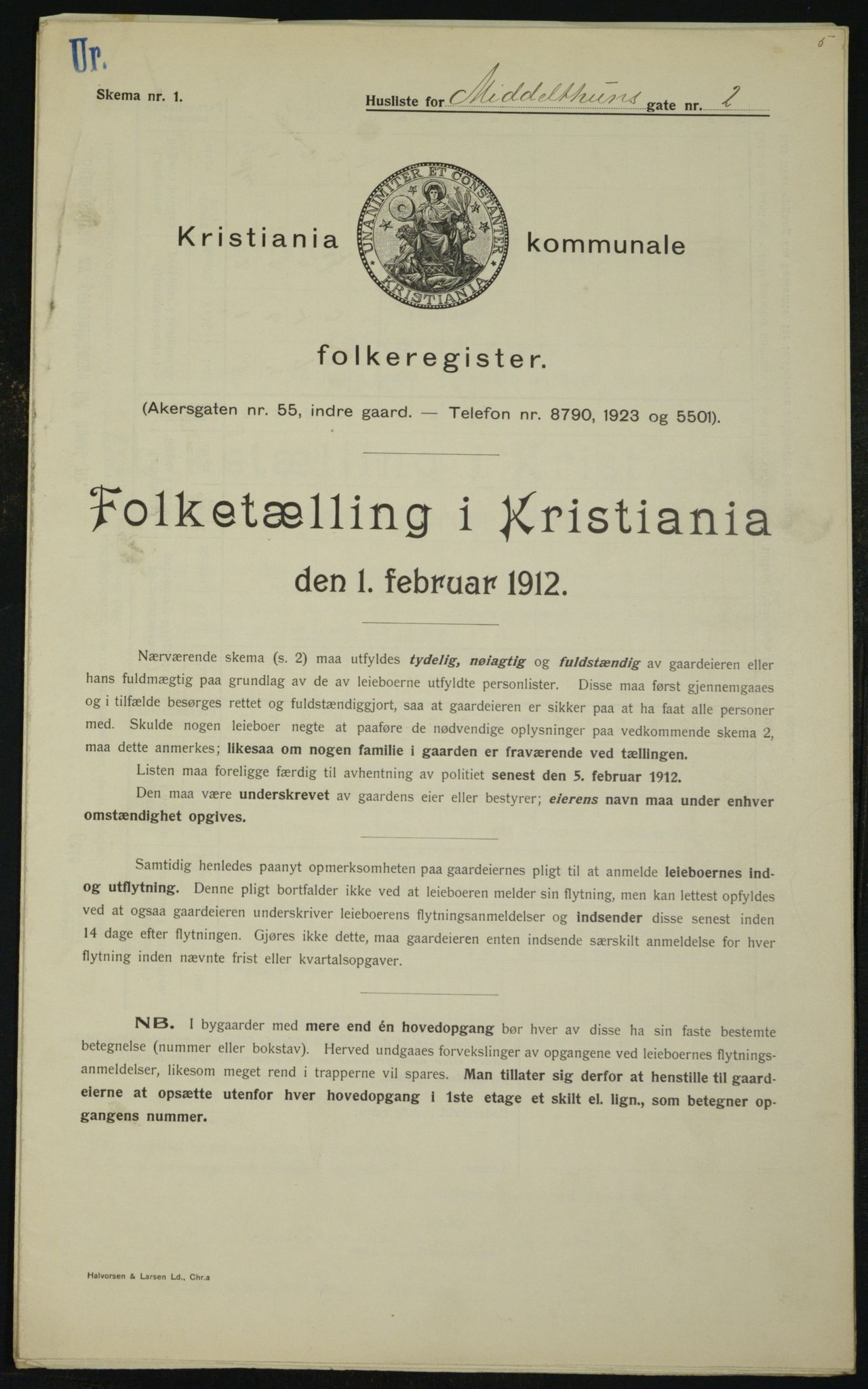 OBA, Kommunal folketelling 1.2.1912 for Kristiania, 1912, s. 65812
