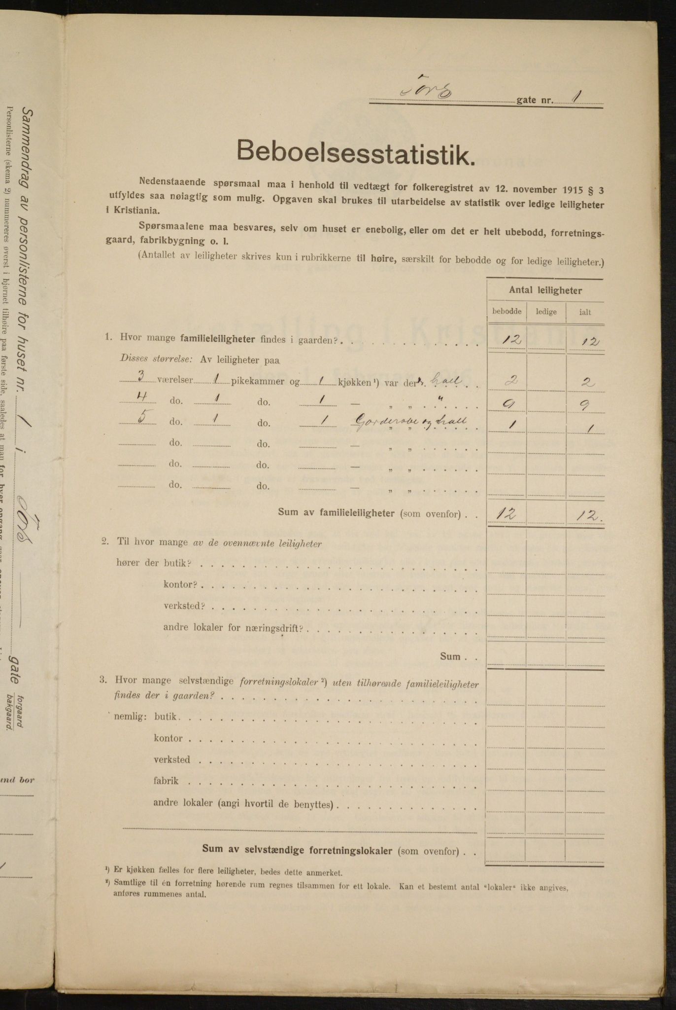 OBA, Kommunal folketelling 1.2.1916 for Kristiania, 1916, s. 117509