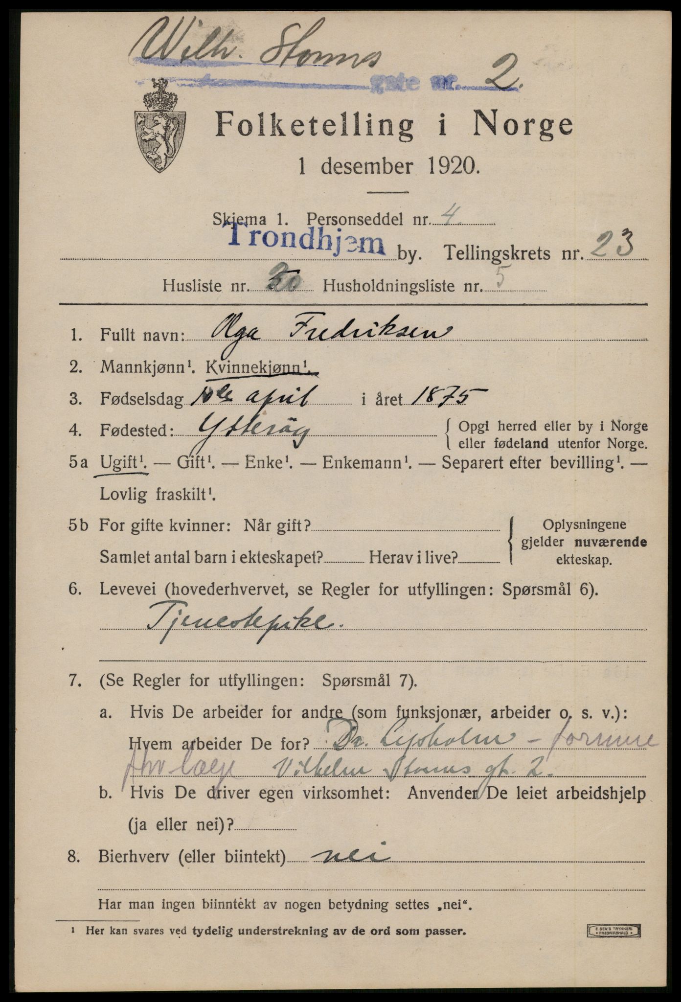 SAT, Folketelling 1920 for 1601 Trondheim kjøpstad, 1920, s. 63588