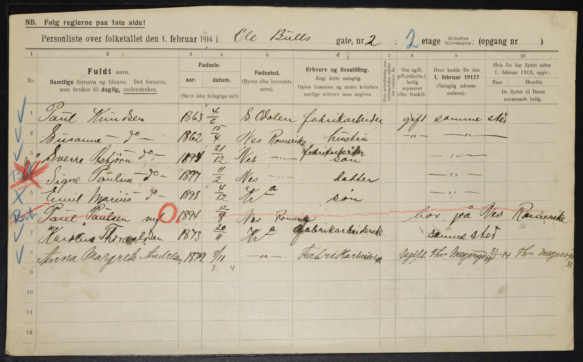 OBA, Kommunal folketelling 1.2.1914 for Kristiania, 1914, s. 75457