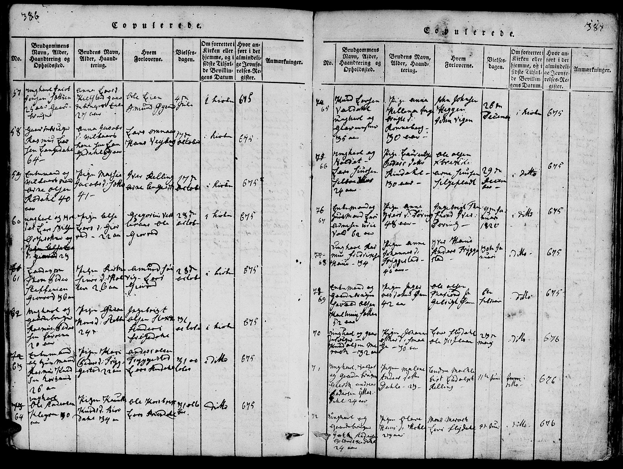 Ministerialprotokoller, klokkerbøker og fødselsregistre - Møre og Romsdal, AV/SAT-A-1454/519/L0260: Klokkerbok nr. 519C01, 1817-1829, s. 386-387