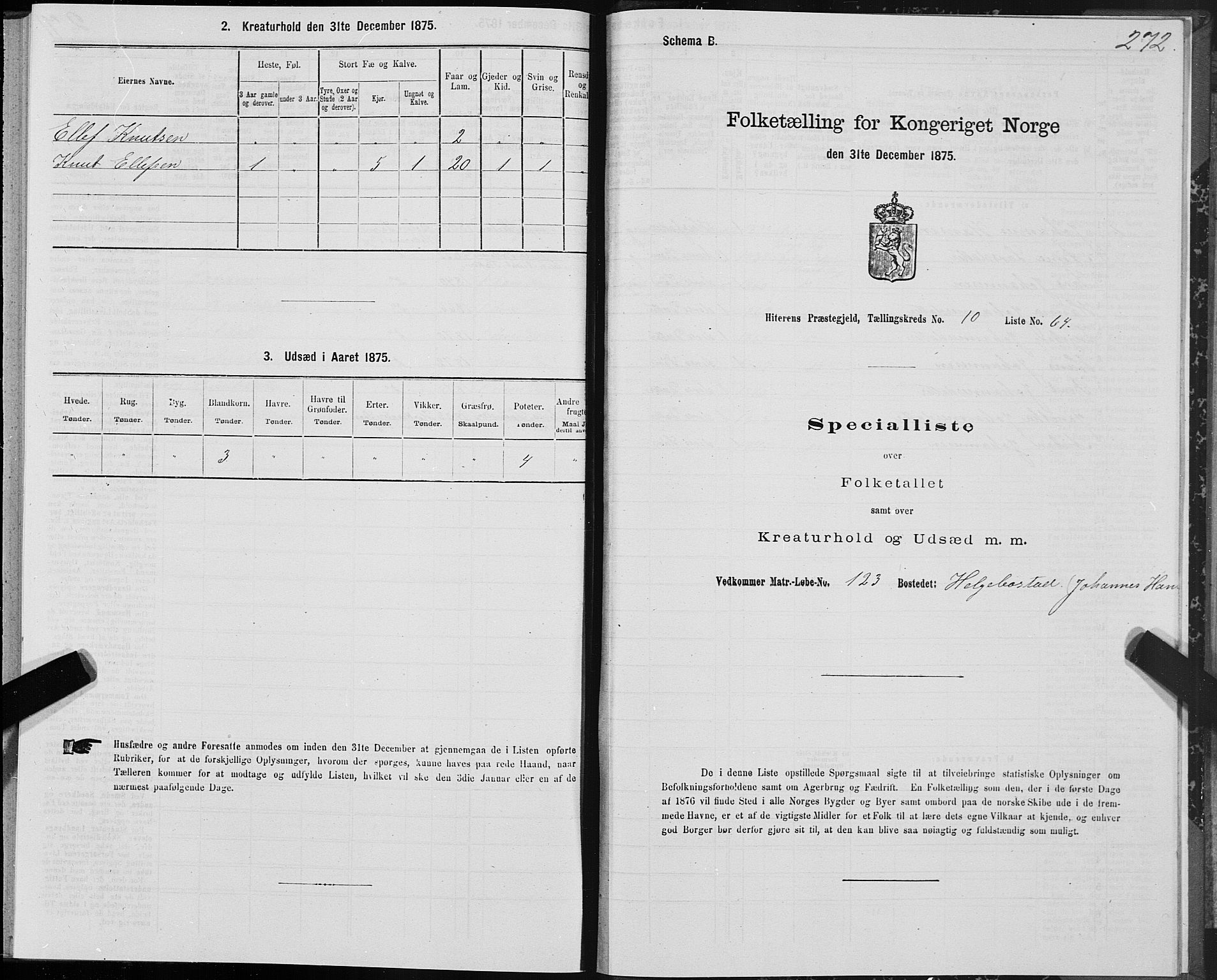 SAT, Folketelling 1875 for 1617P Hitra prestegjeld, 1875, s. 5272