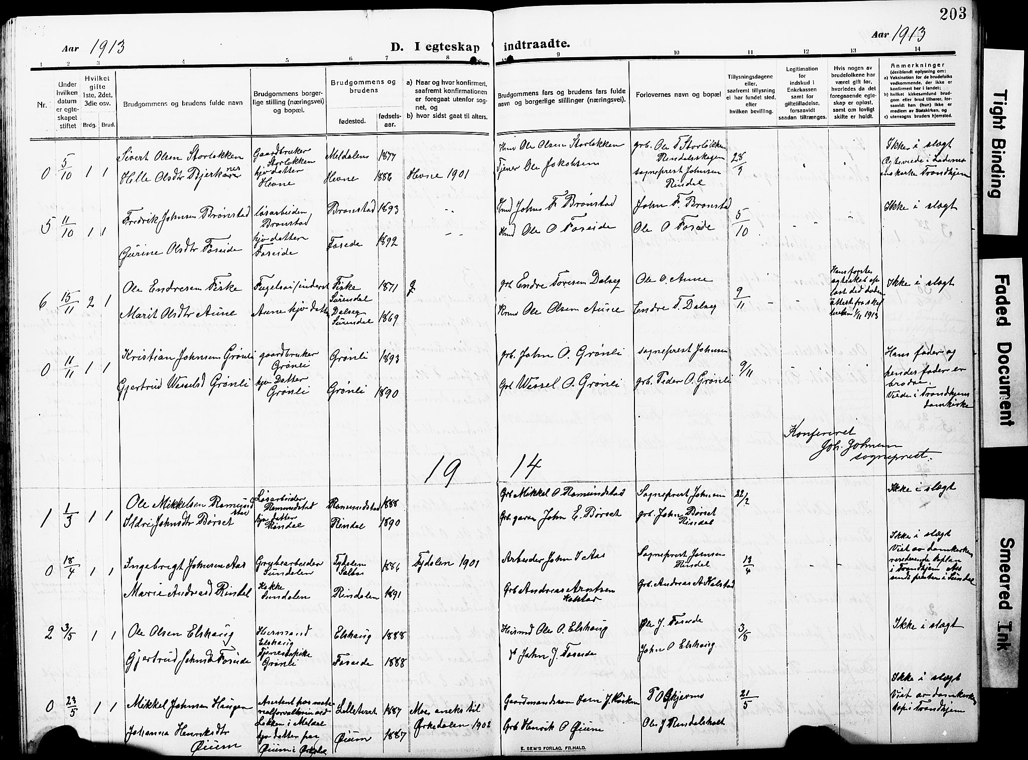 Ministerialprotokoller, klokkerbøker og fødselsregistre - Møre og Romsdal, AV/SAT-A-1454/598/L1079: Klokkerbok nr. 598C04, 1909-1927, s. 203