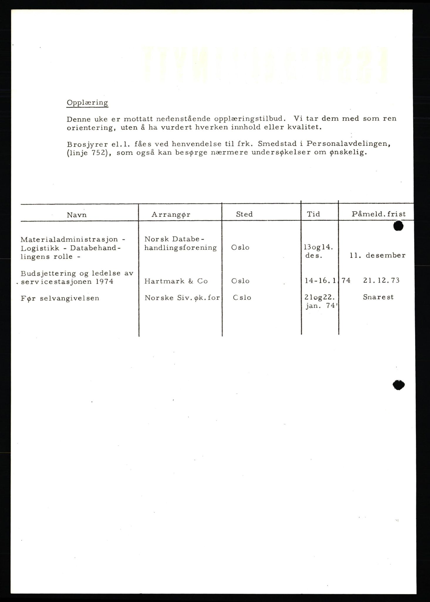 Pa 0982 - Esso Norge A/S, AV/SAST-A-100448/X/Xd/L0004: Esso Extra Nytt, 1963-1976