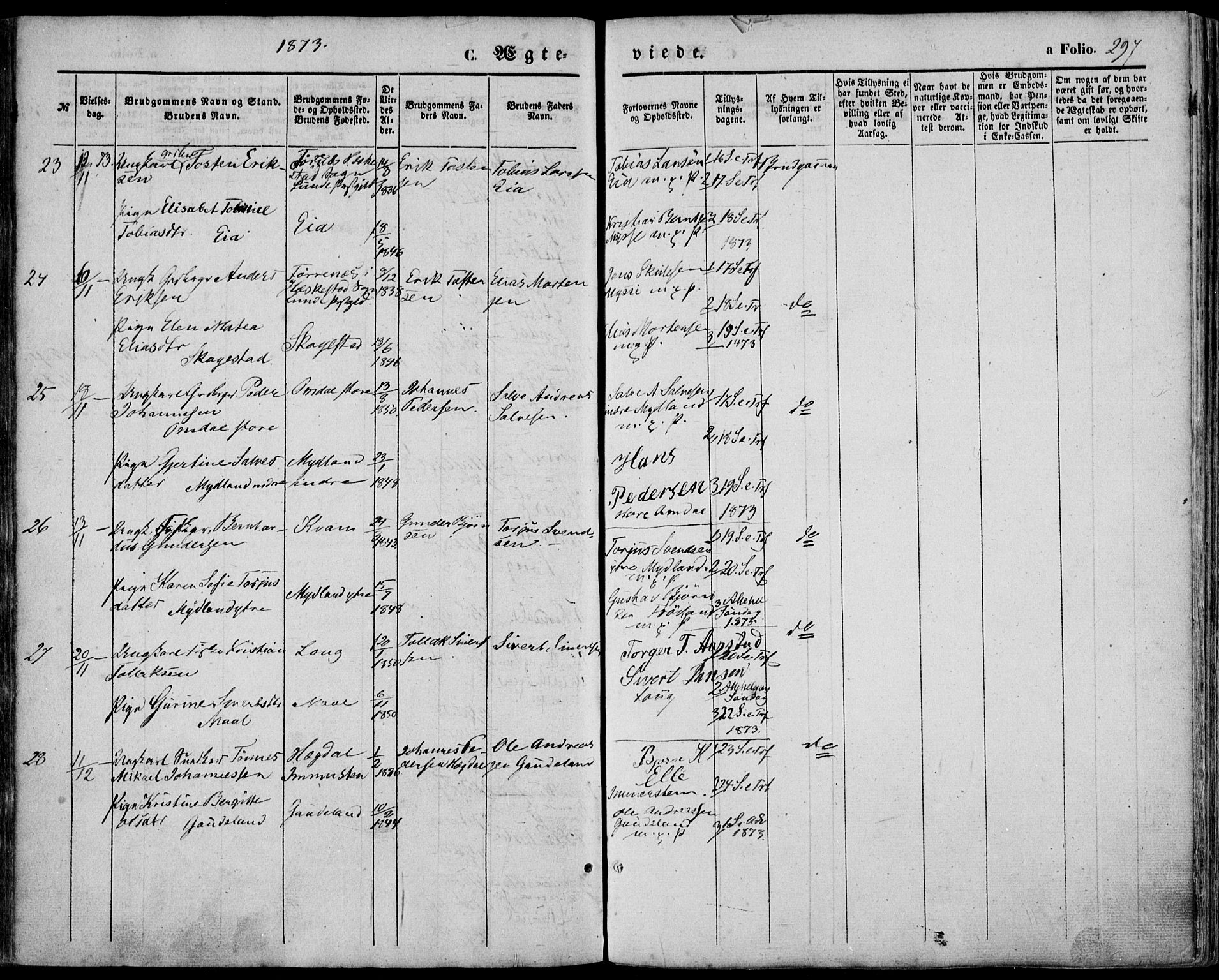 Sokndal sokneprestkontor, AV/SAST-A-101808: Ministerialbok nr. A 9, 1857-1874, s. 297