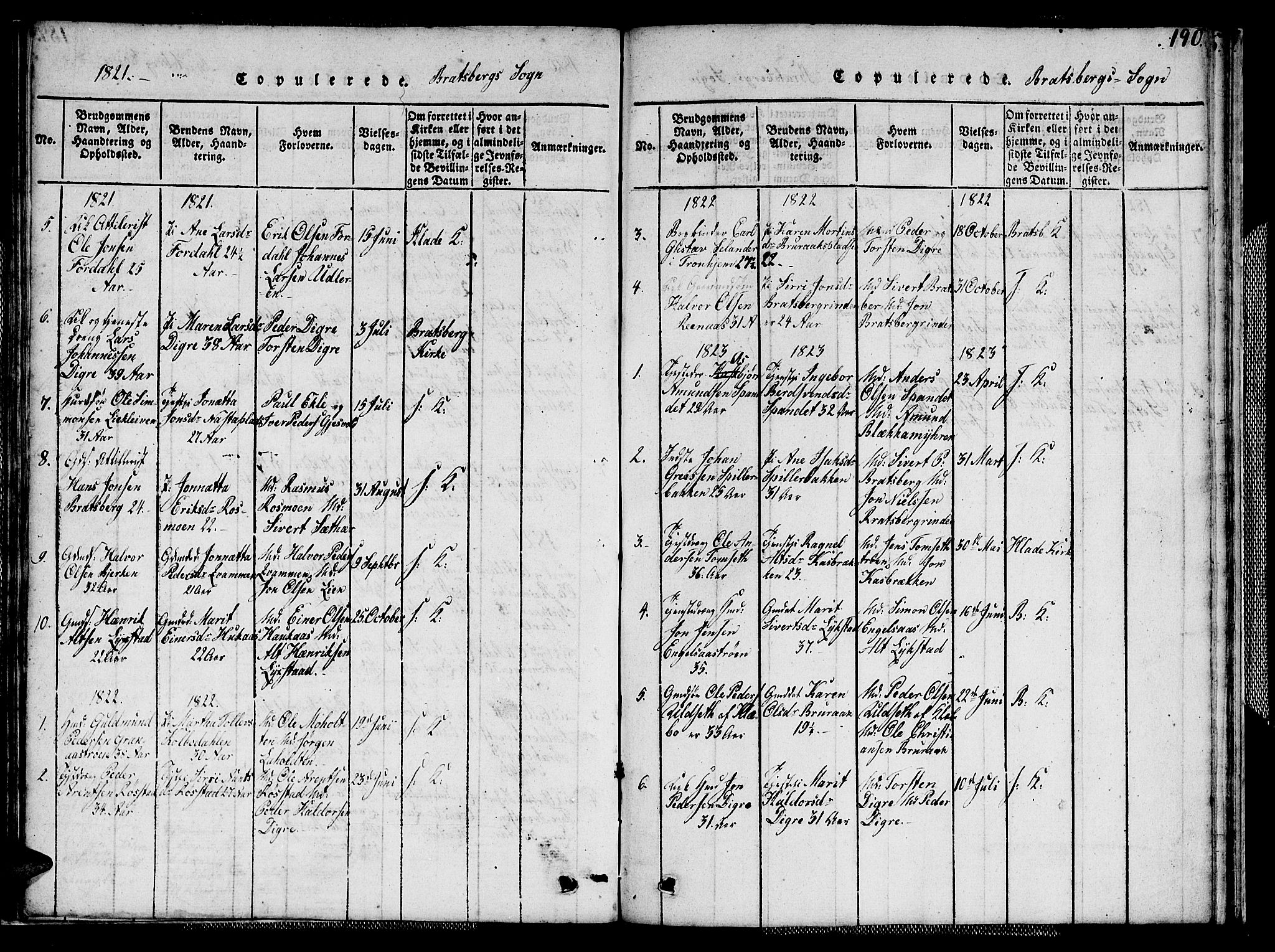 Ministerialprotokoller, klokkerbøker og fødselsregistre - Sør-Trøndelag, AV/SAT-A-1456/608/L0336: Klokkerbok nr. 608C02, 1817-1827, s. 190