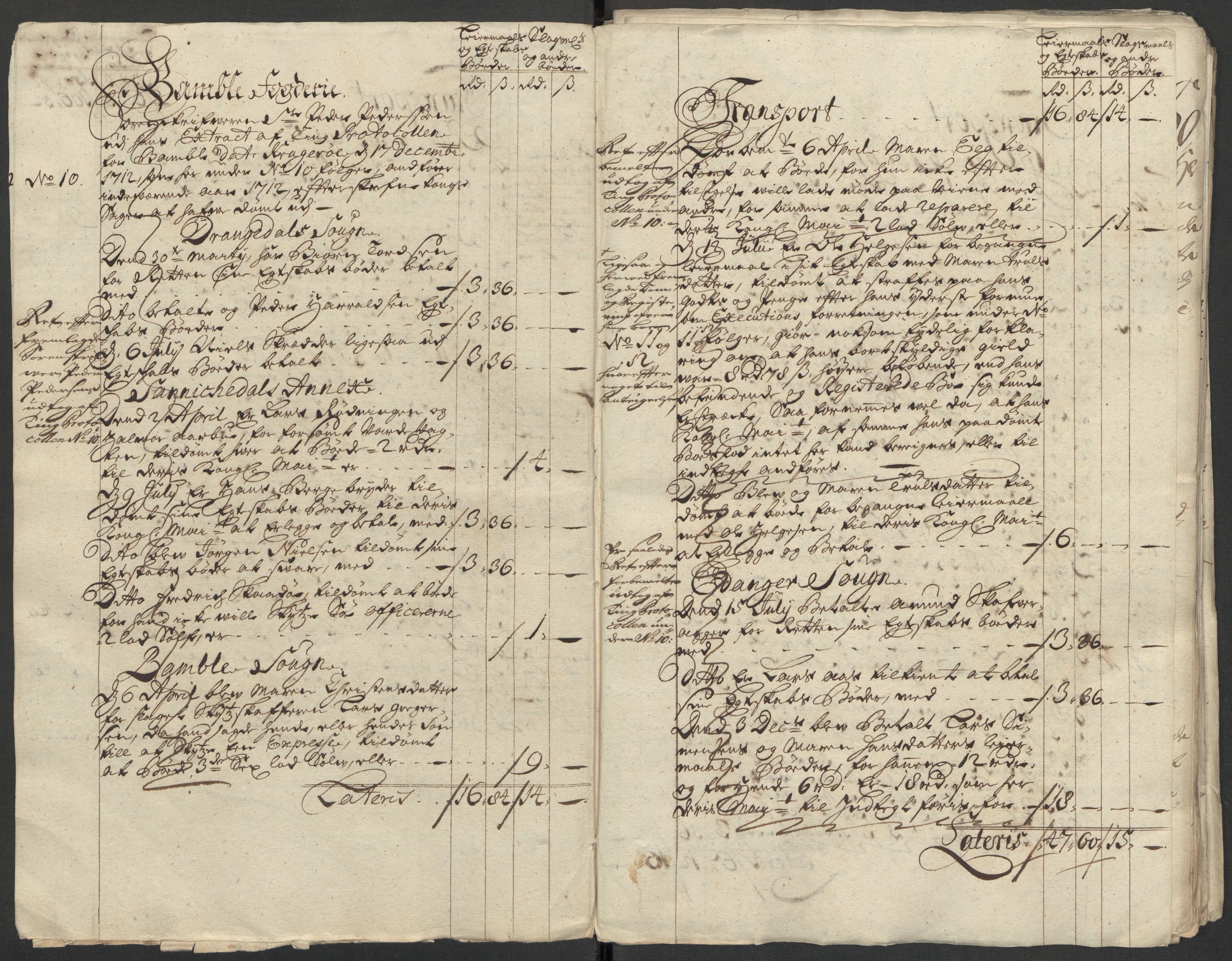 Rentekammeret inntil 1814, Reviderte regnskaper, Fogderegnskap, RA/EA-4092/R36/L2123: Fogderegnskap Øvre og Nedre Telemark og Bamble, 1712, s. 189