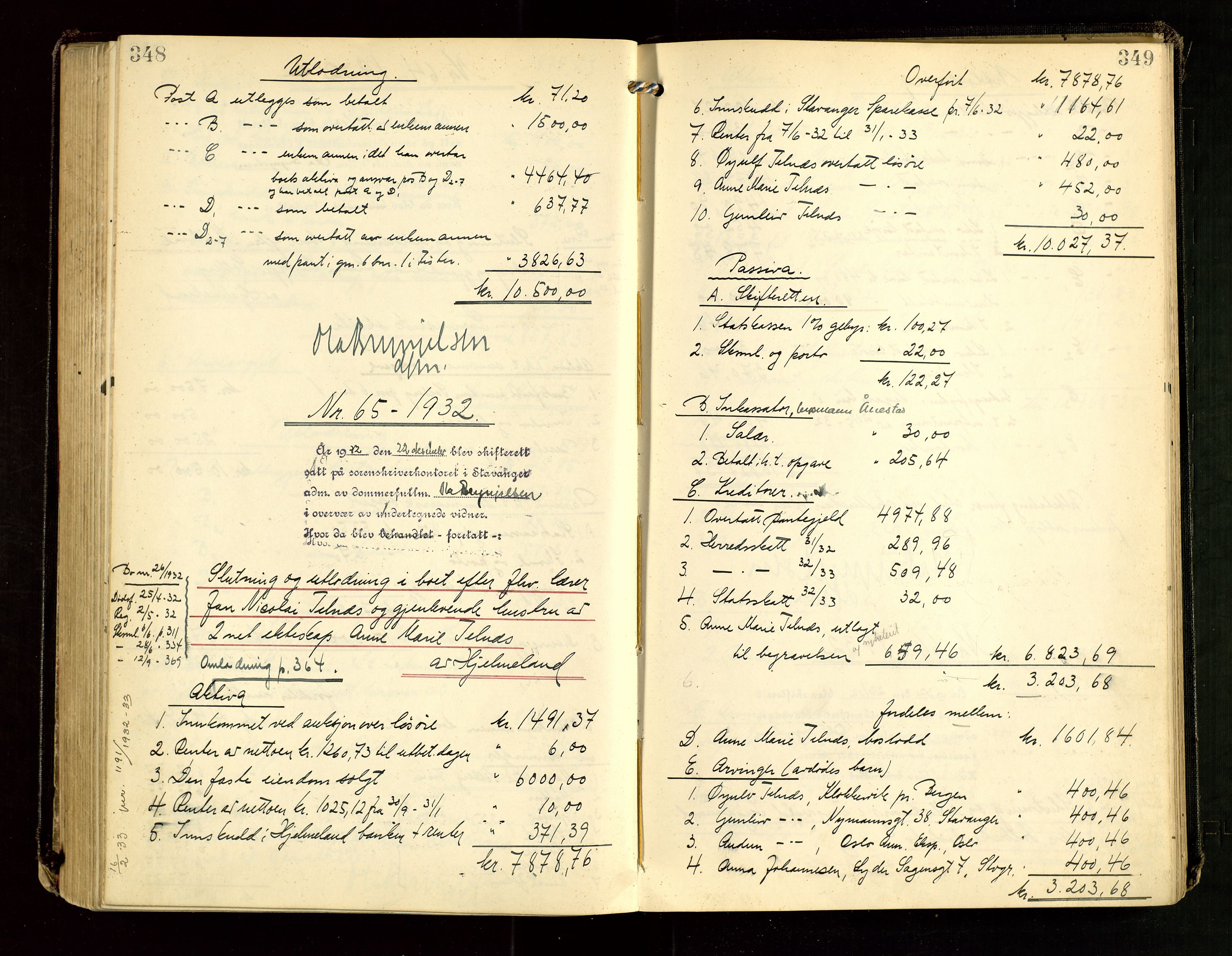 Ryfylke tingrett, AV/SAST-A-100055/001/IV/IVG/L0007: Skifteutlodningsprotokoll Med register, 1929-1933, s. 348-349