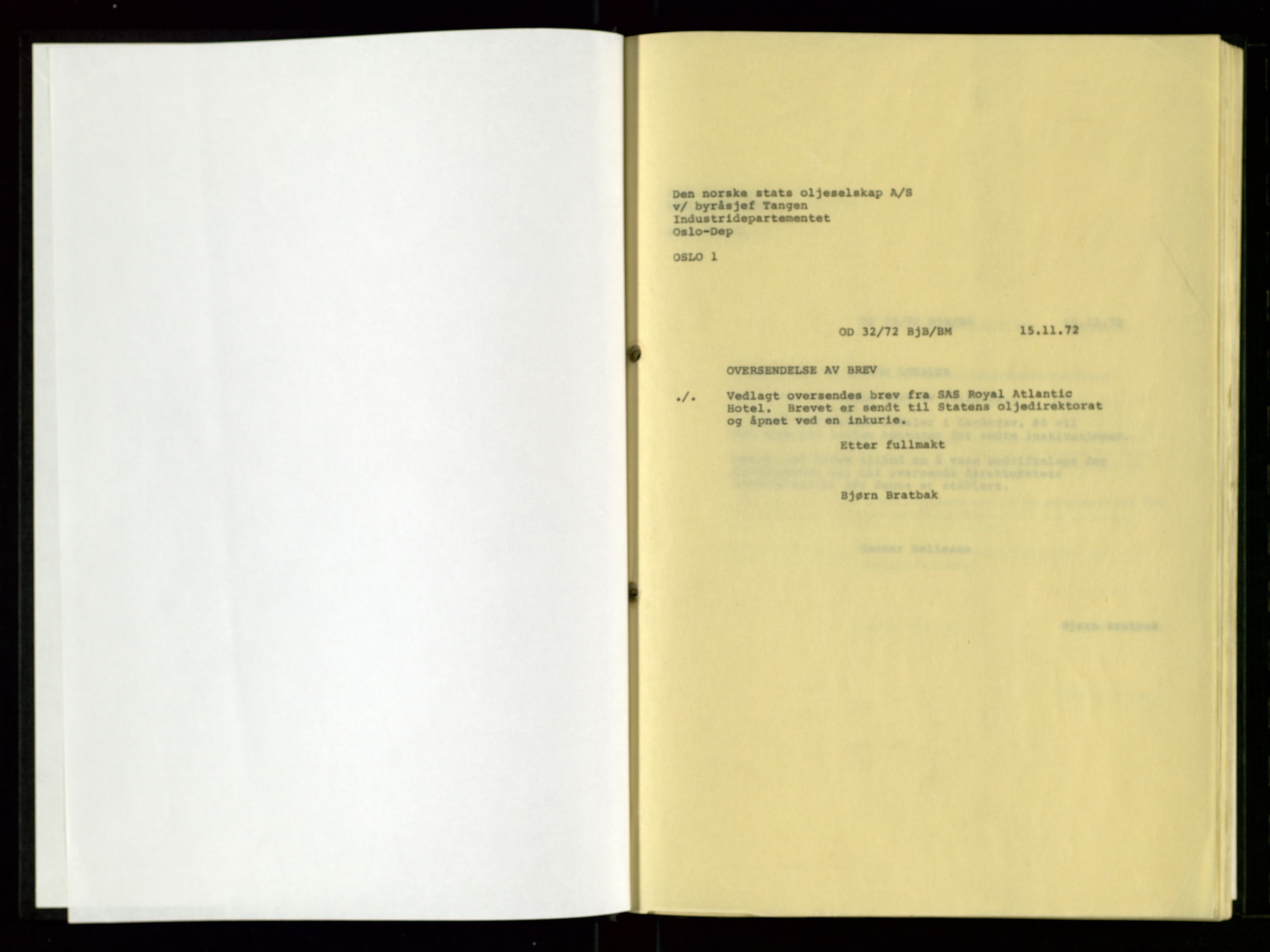 Oljedirektoratet, AV/SAST-A-101366/Ba/L0001: Kopibok, 1972-1973