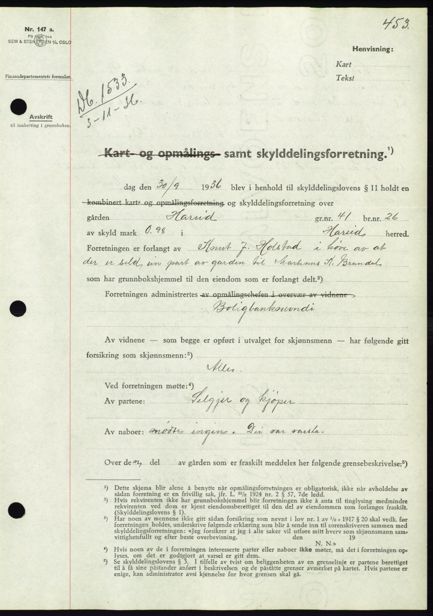 Søre Sunnmøre sorenskriveri, SAT/A-4122/1/2/2C/L0061: Pantebok nr. 55, 1936-1936, Dagboknr: 1533/1936