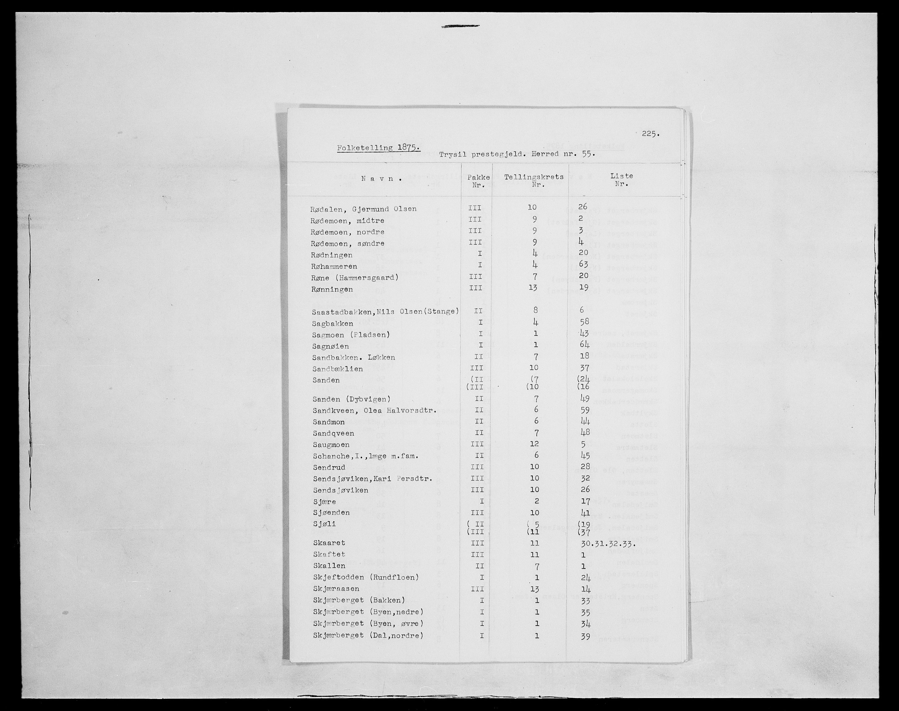 SAH, Folketelling 1875 for 0428P Trysil prestegjeld, 1875, s. 8