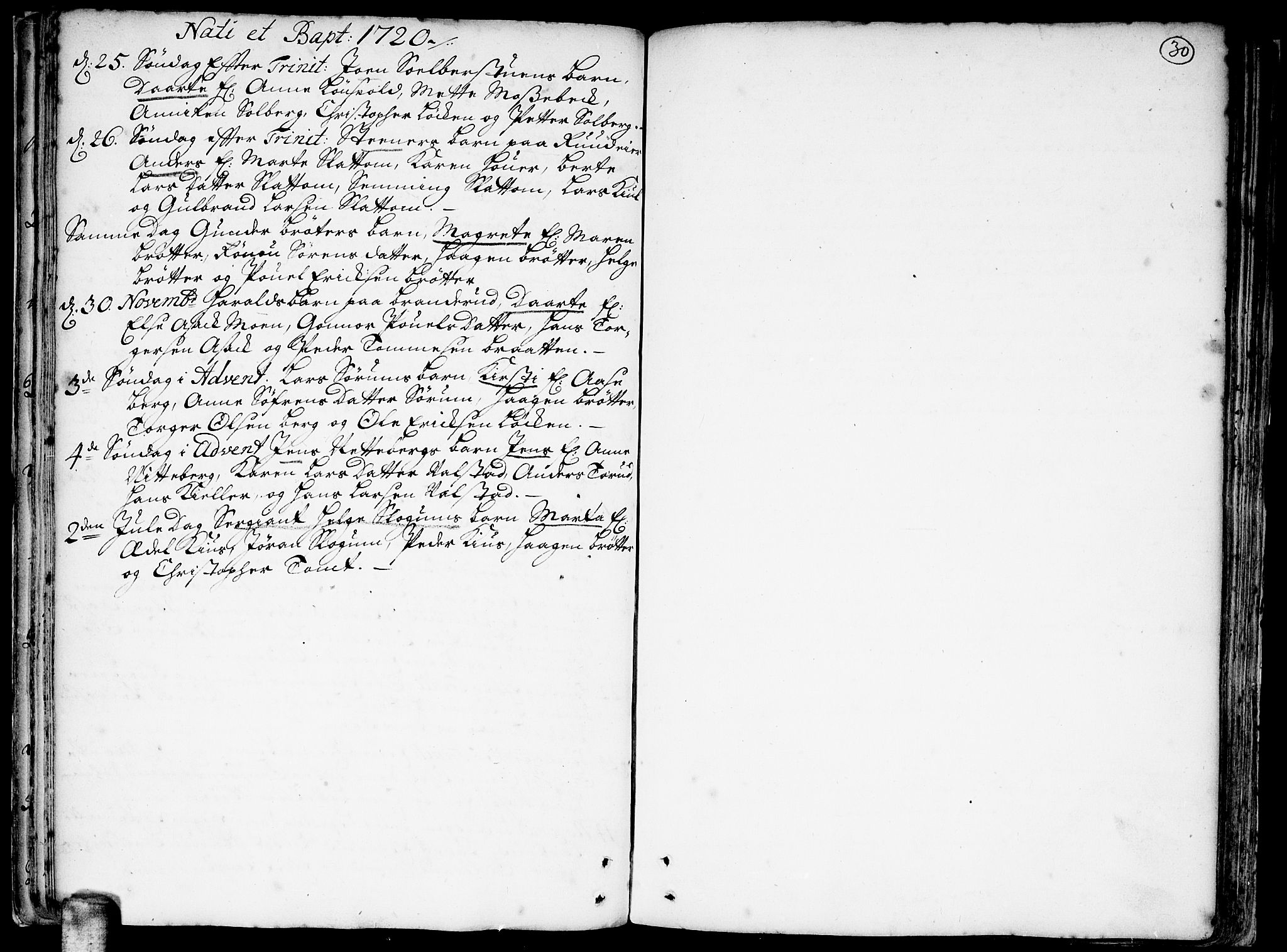 Skedsmo prestekontor Kirkebøker, AV/SAO-A-10033a/F/Fa/L0002: Ministerialbok nr. I 2, 1715-1727, s. 30