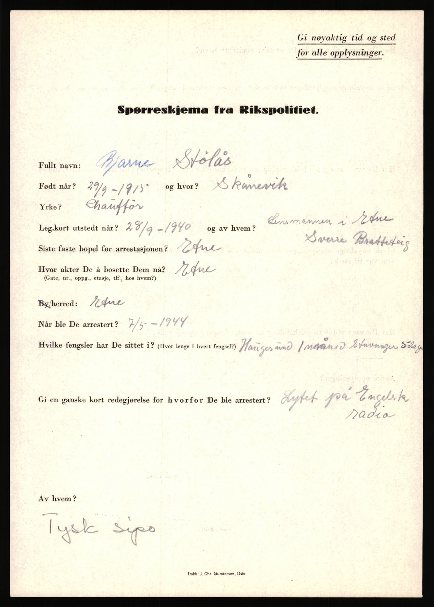 Rikspolitisjefen, AV/RA-S-1560/L/L0016: Sti, Lauritz - Tettum, Karl August, 1940-1945, s. 291