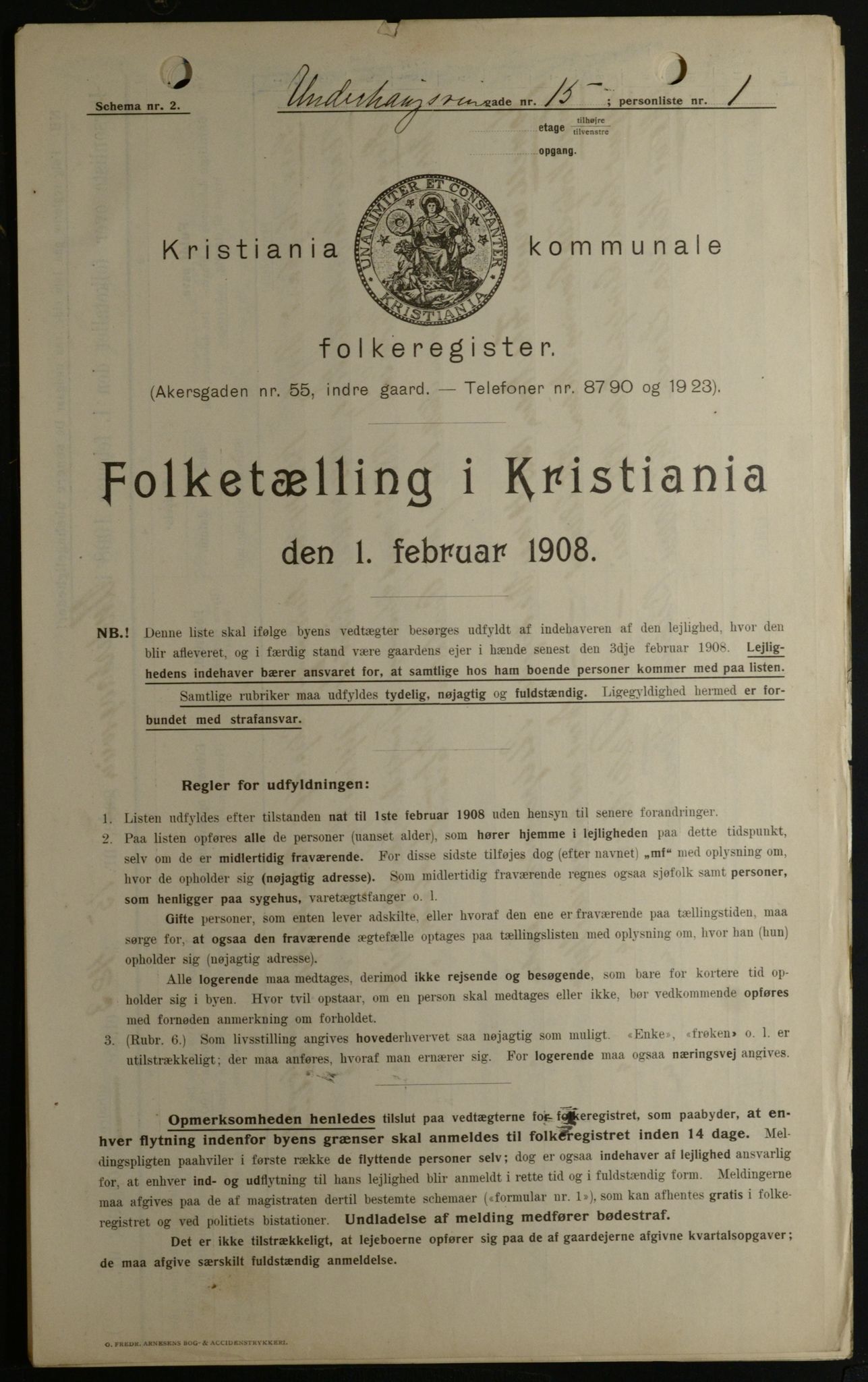 OBA, Kommunal folketelling 1.2.1908 for Kristiania kjøpstad, 1908, s. 107625