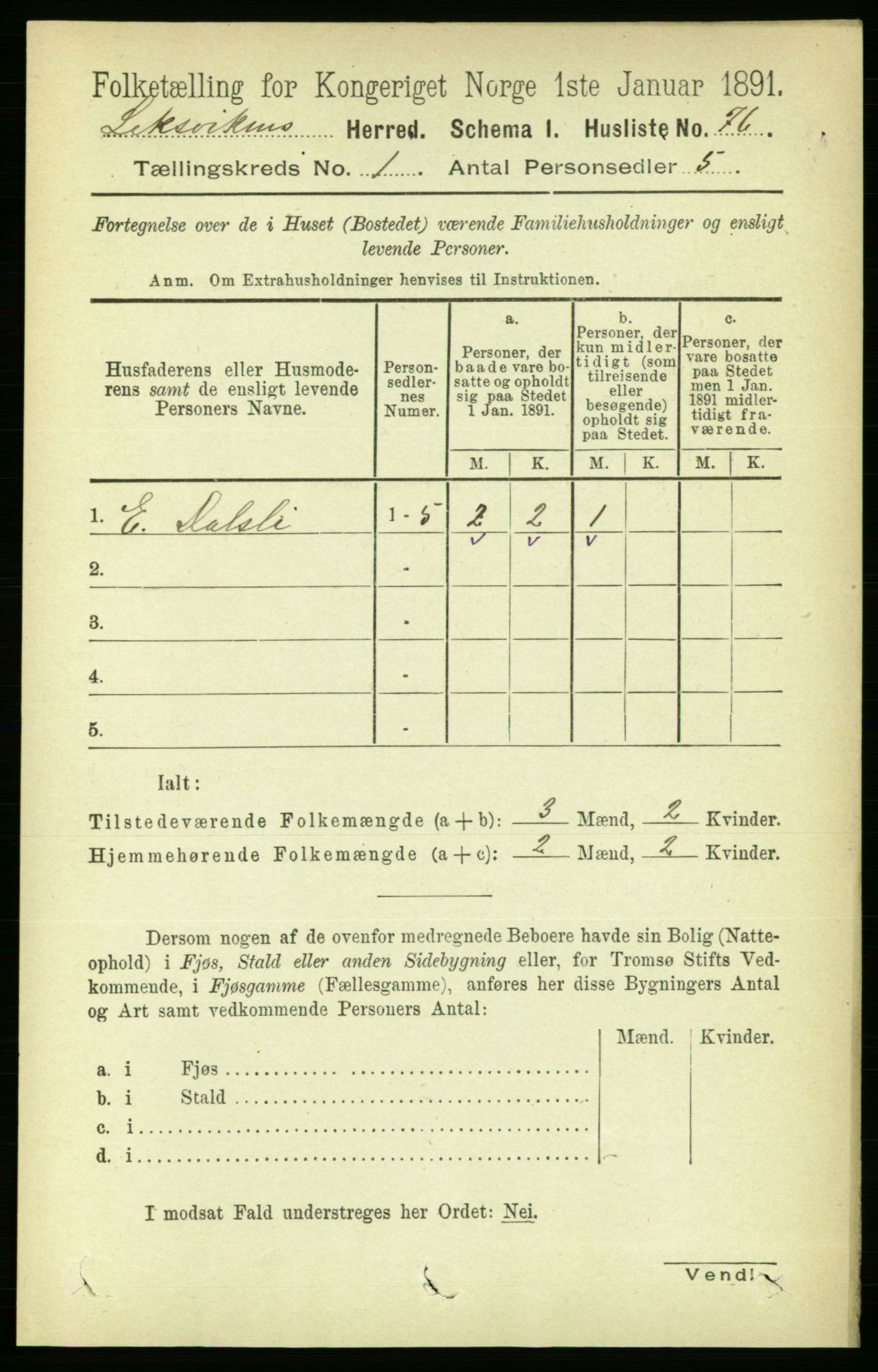 RA, Folketelling 1891 for 1718 Leksvik herred, 1891, s. 98