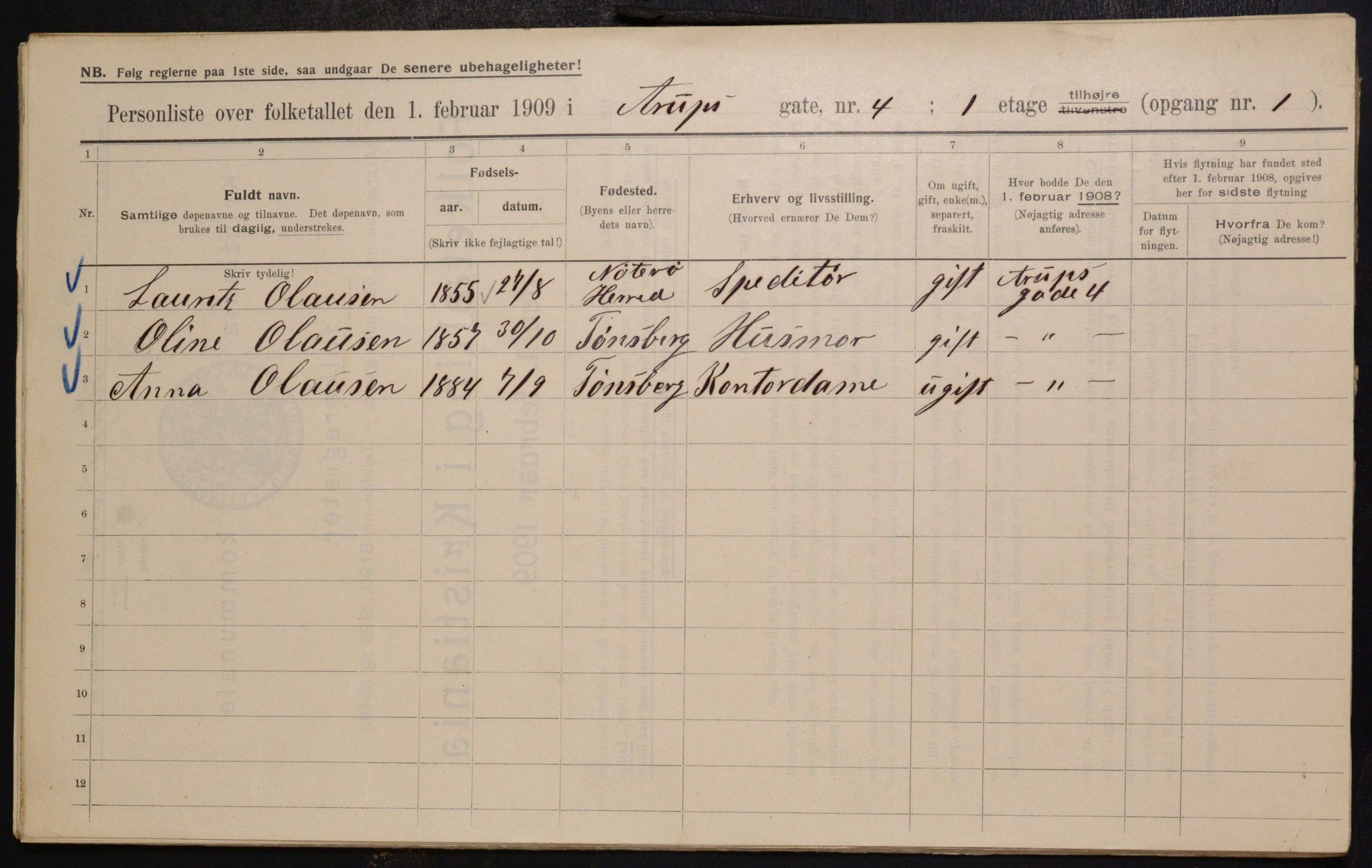 OBA, Kommunal folketelling 1.2.1909 for Kristiania kjøpstad, 1909, s. 2057