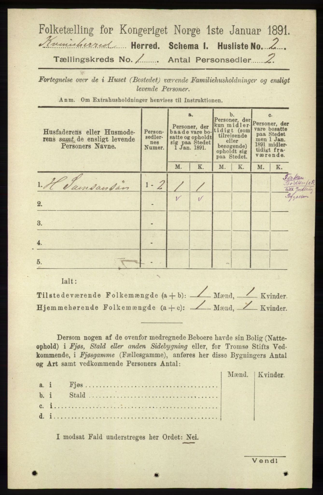 RA, Folketelling 1891 for 1224 Kvinnherad herred, 1891, s. 43