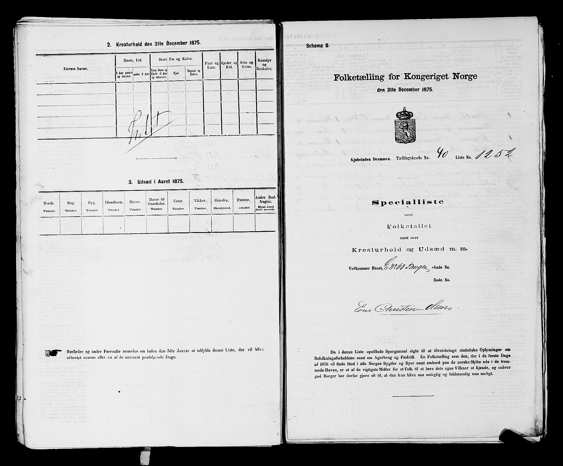SAKO, Folketelling 1875 for 0602 Drammen kjøpstad, 1875, s. 3435