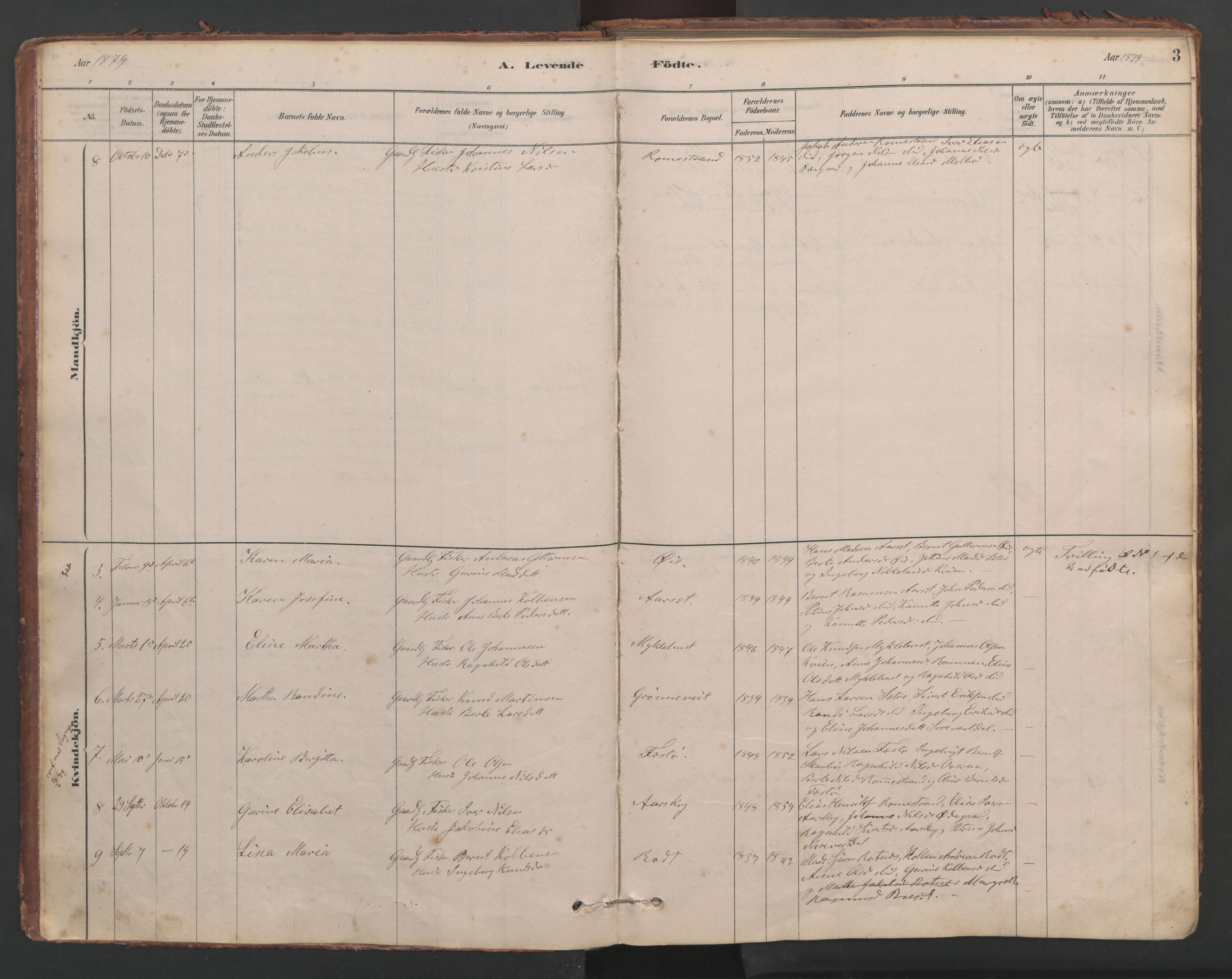 Ministerialprotokoller, klokkerbøker og fødselsregistre - Møre og Romsdal, AV/SAT-A-1454/514/L0201: Klokkerbok nr. 514C01, 1878-1919, s. 3